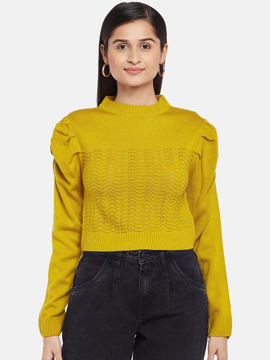 people women mustard acrylic pullover