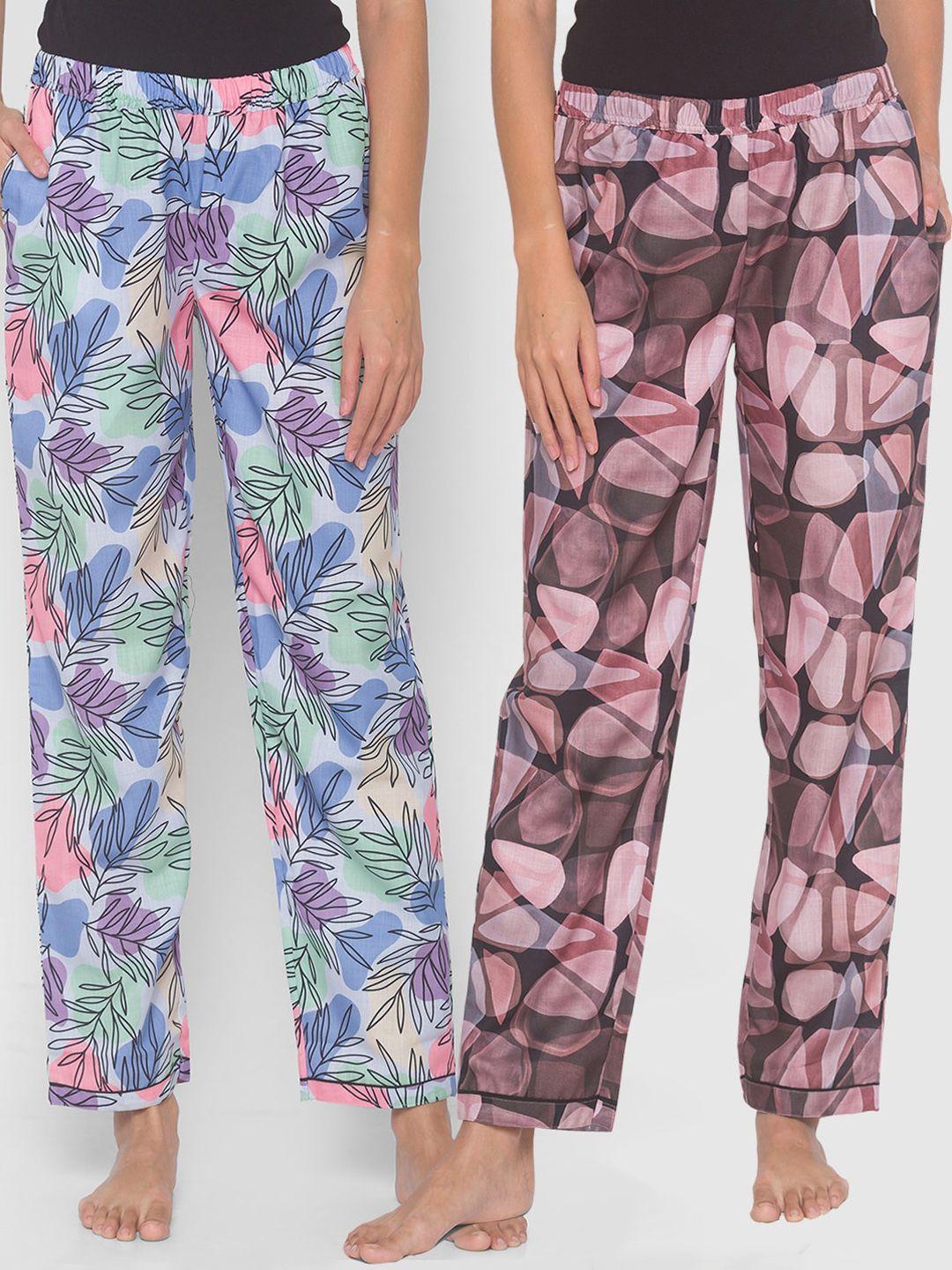 fashionrack women set of 2 printed cotton lounge pants