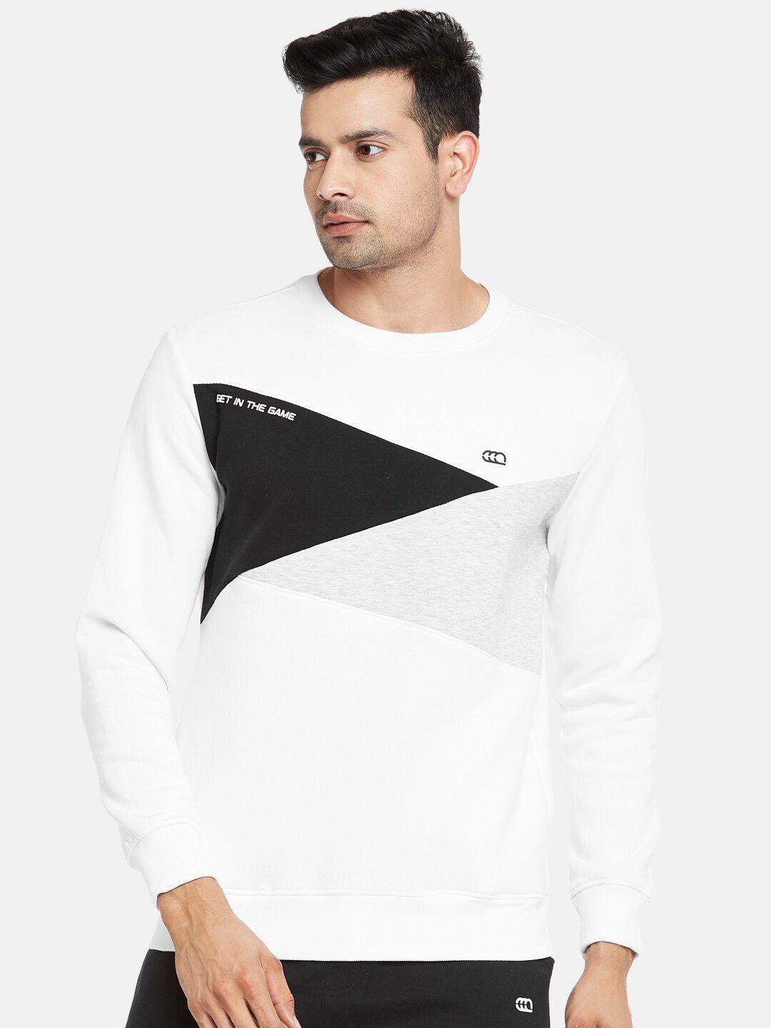 ajile by pantaloons men white colourblocked sweatshirt