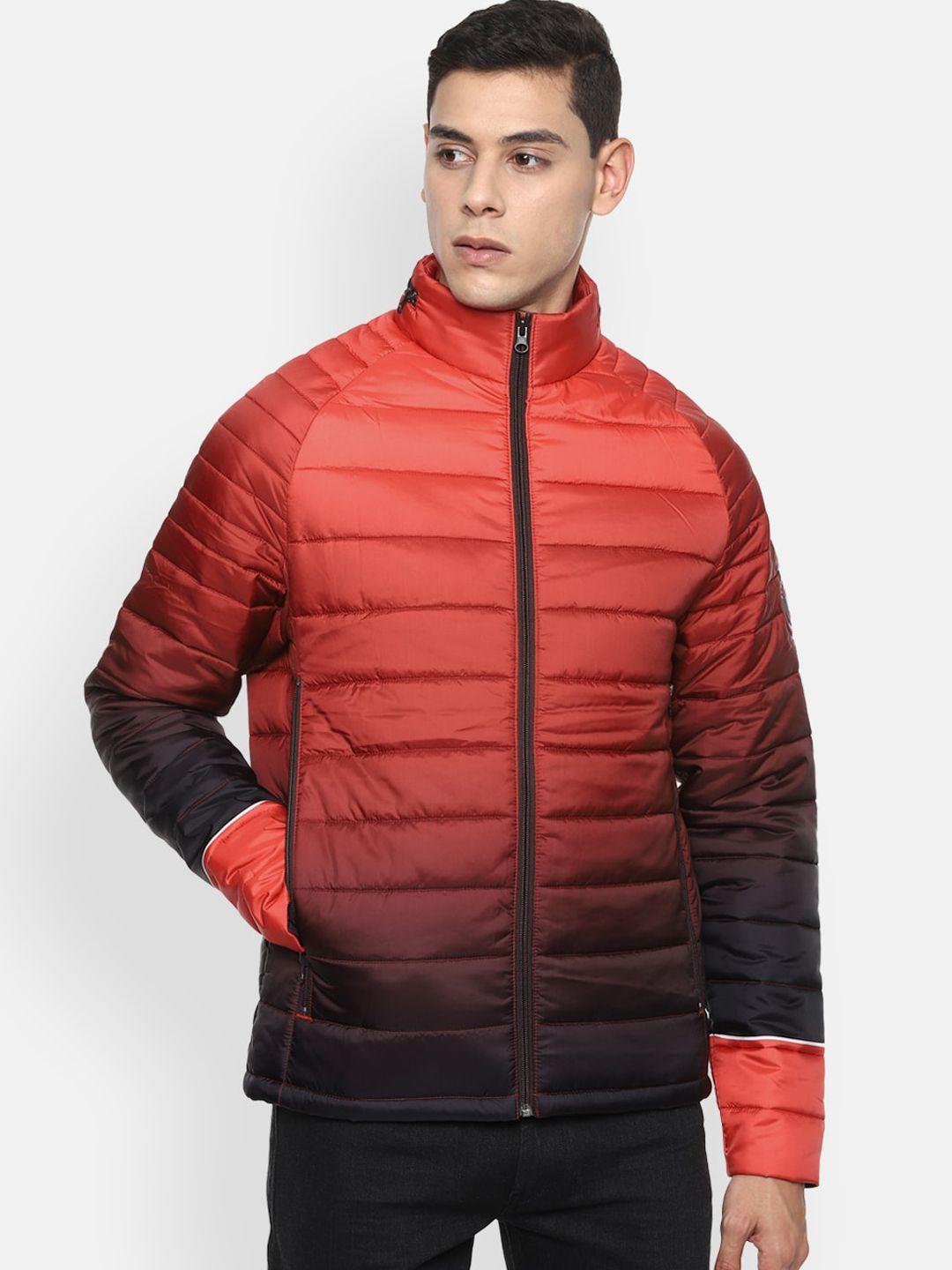 van heusen sport men red black colourblocked puffer jacket