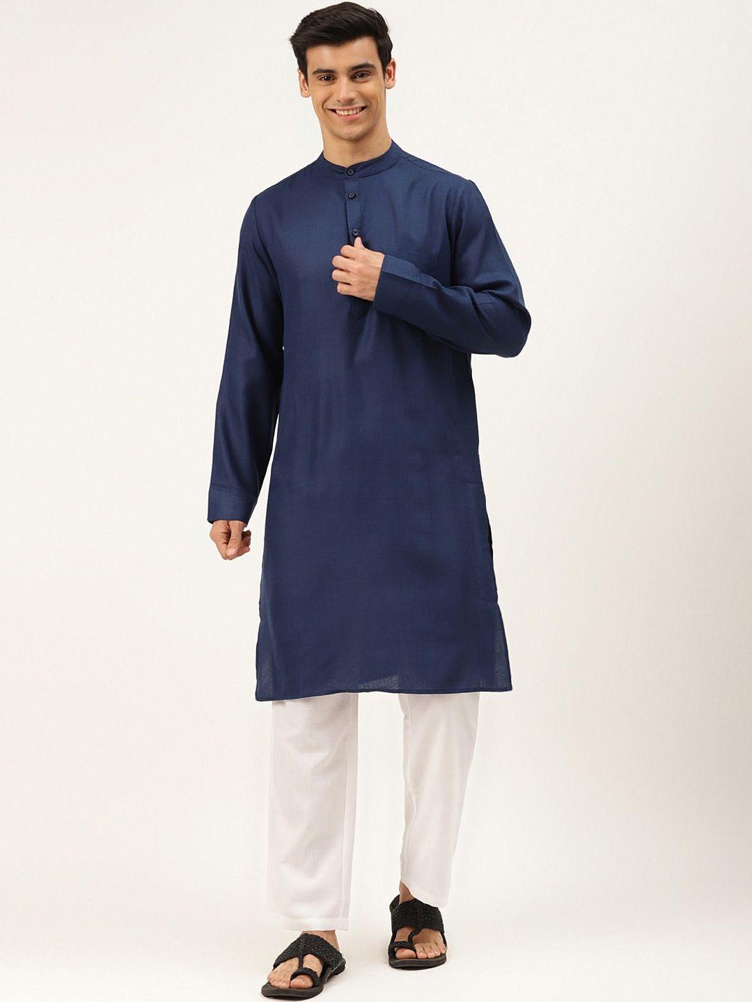 molly & michel men navy blue kurta