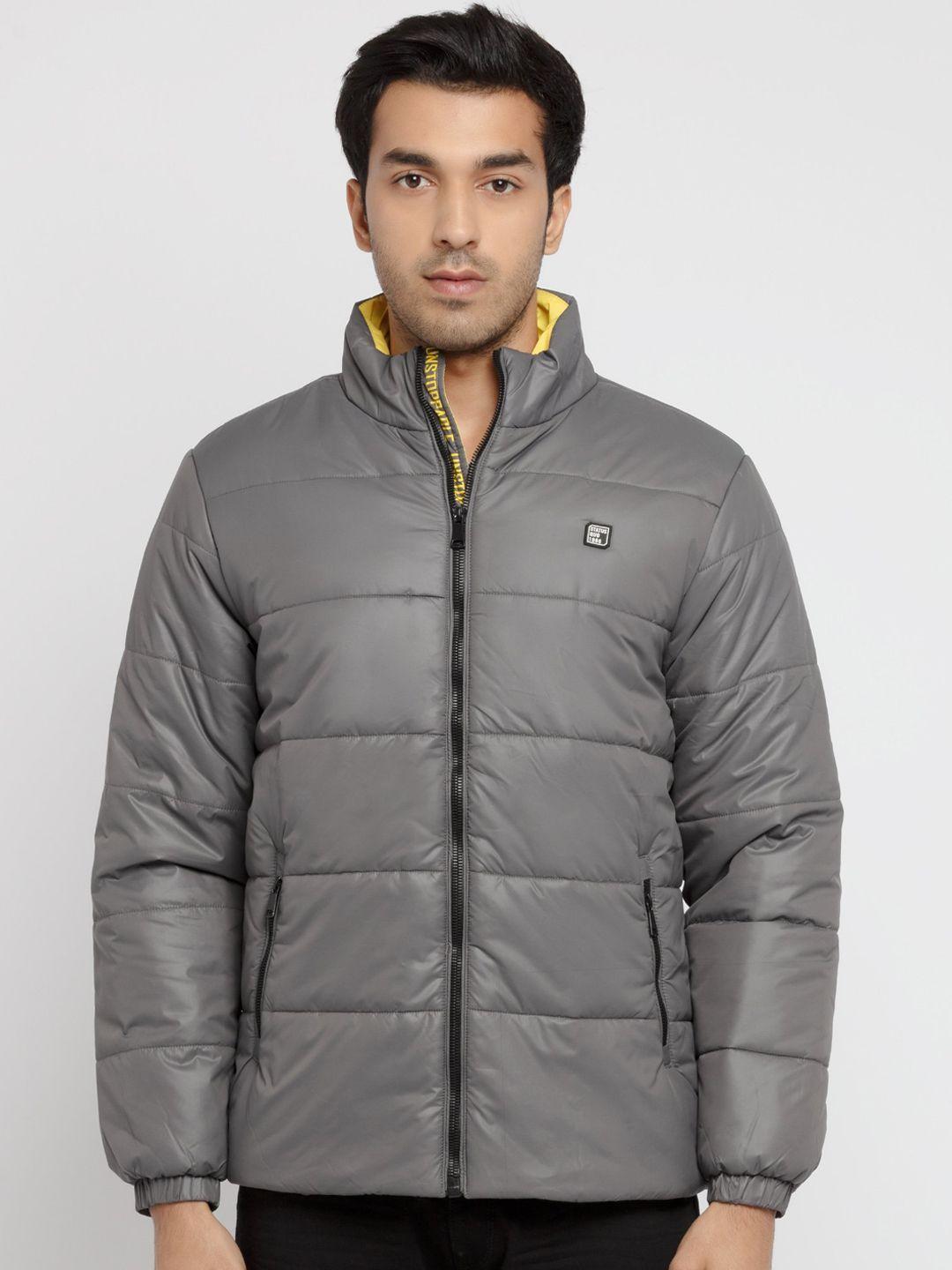 status quo men charcoal grey puffer jacket