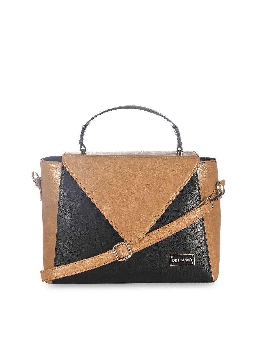 bellissa tan pu structured satchel with tasselled