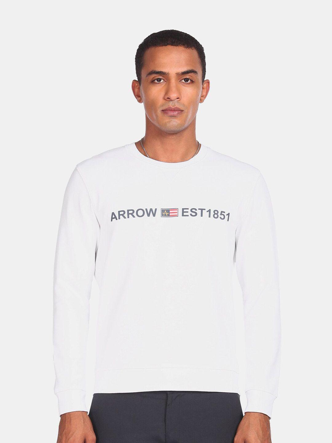 arrow sport men white brand print sweatshirt