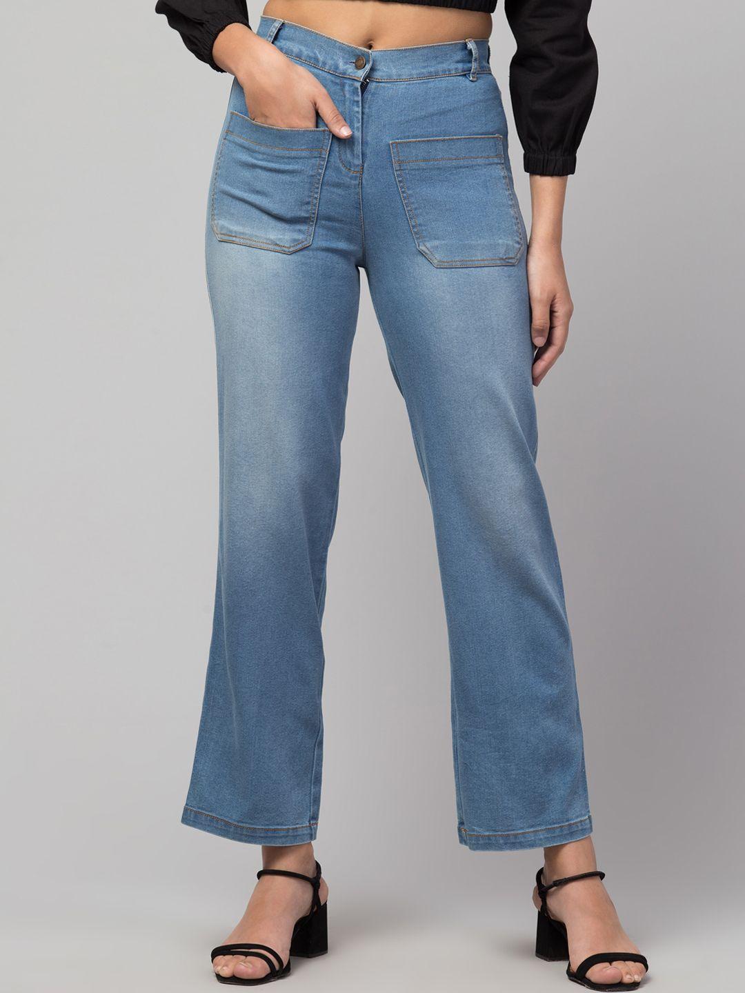 orchid hues women blue high-rise light fade jeans