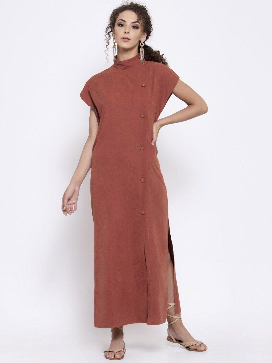 lela women rust leather maxi dress