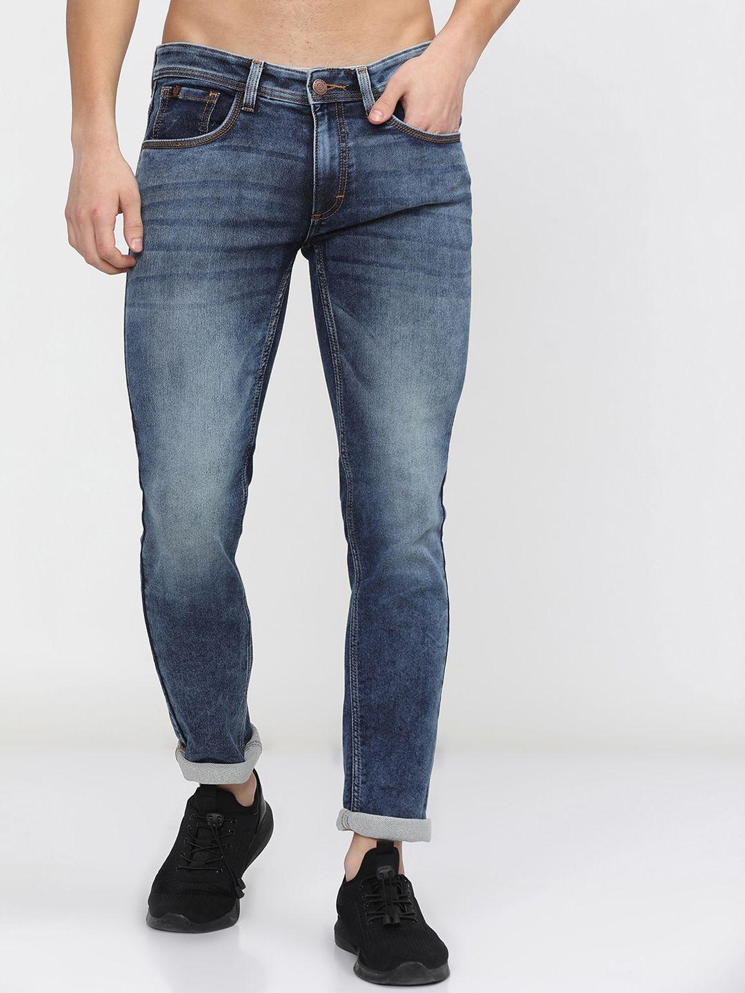 locomotive men blue slim fit heavy fade stretchable jeans