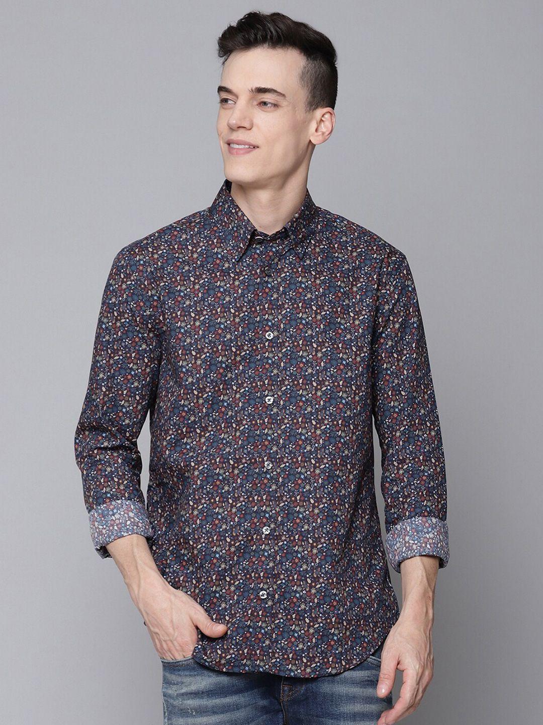 ben sherman men multicoloured slim fit floral opaque printed casual shirt