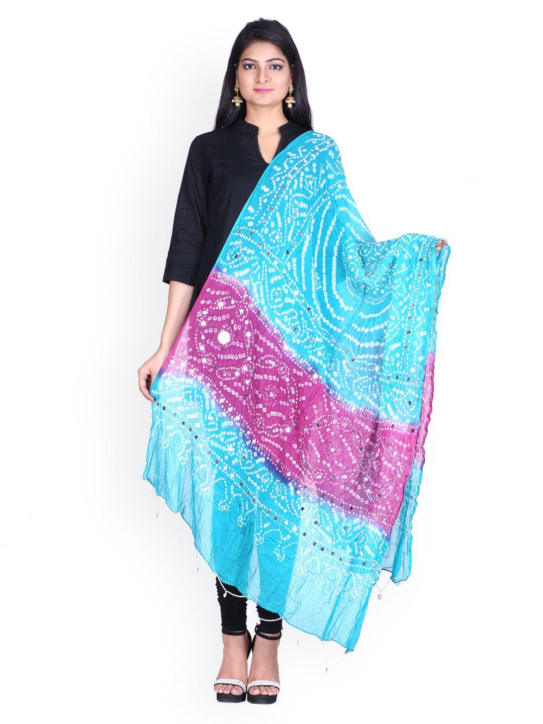 soundarya purple & blue bandhani print dupatta