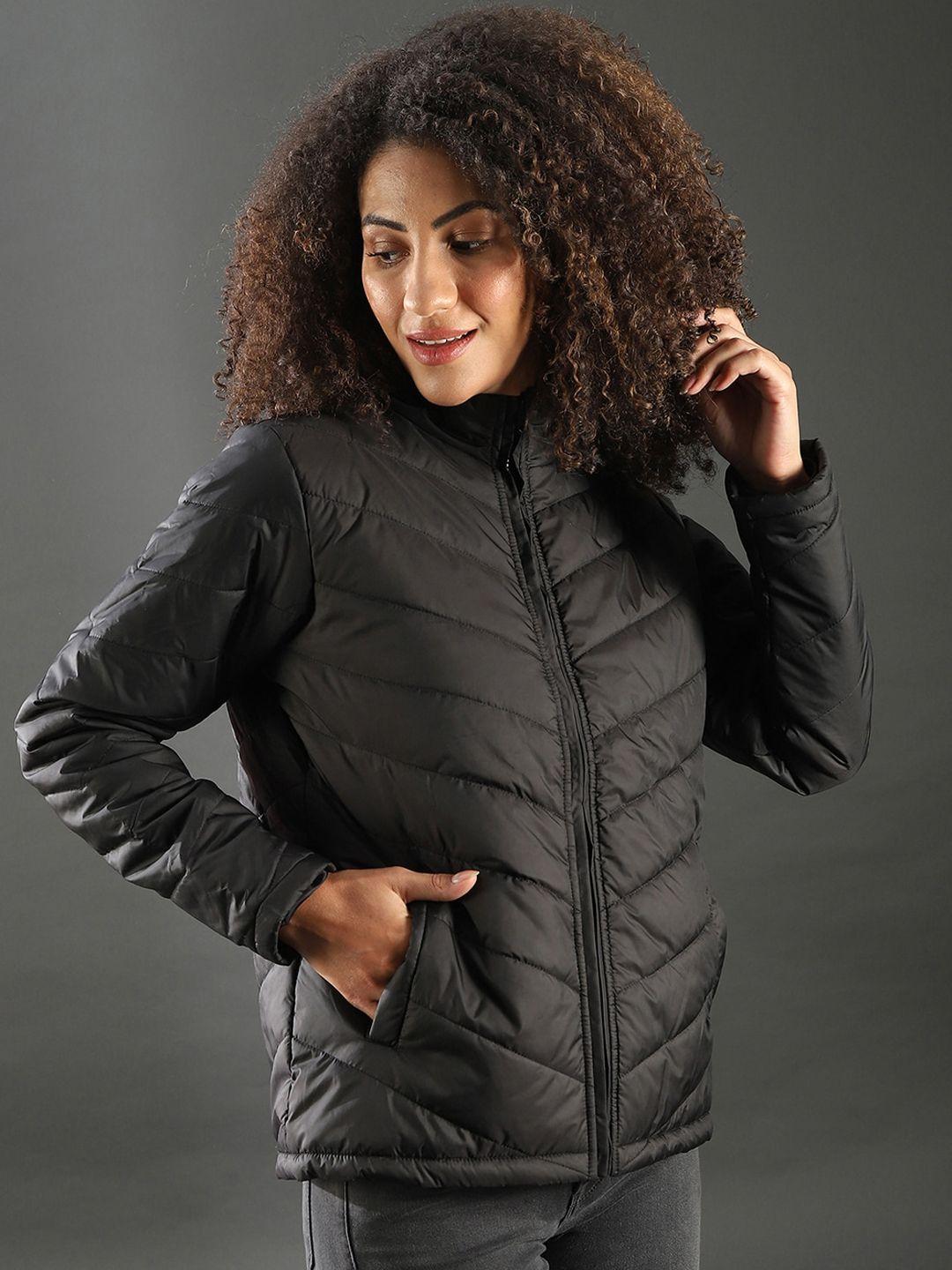 campus sutra women black padded jacket