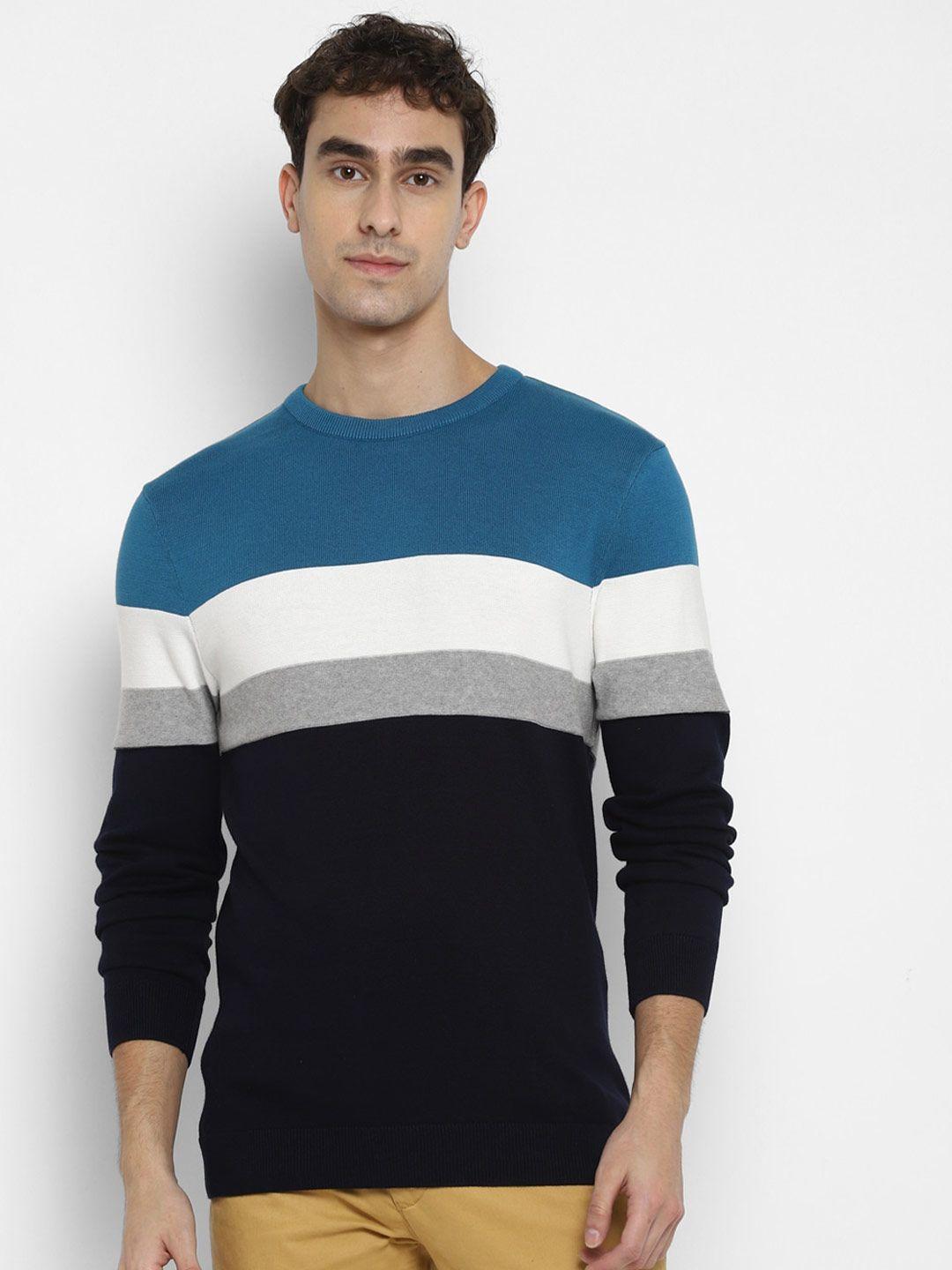 red chief men black & blue striped cotton pullover