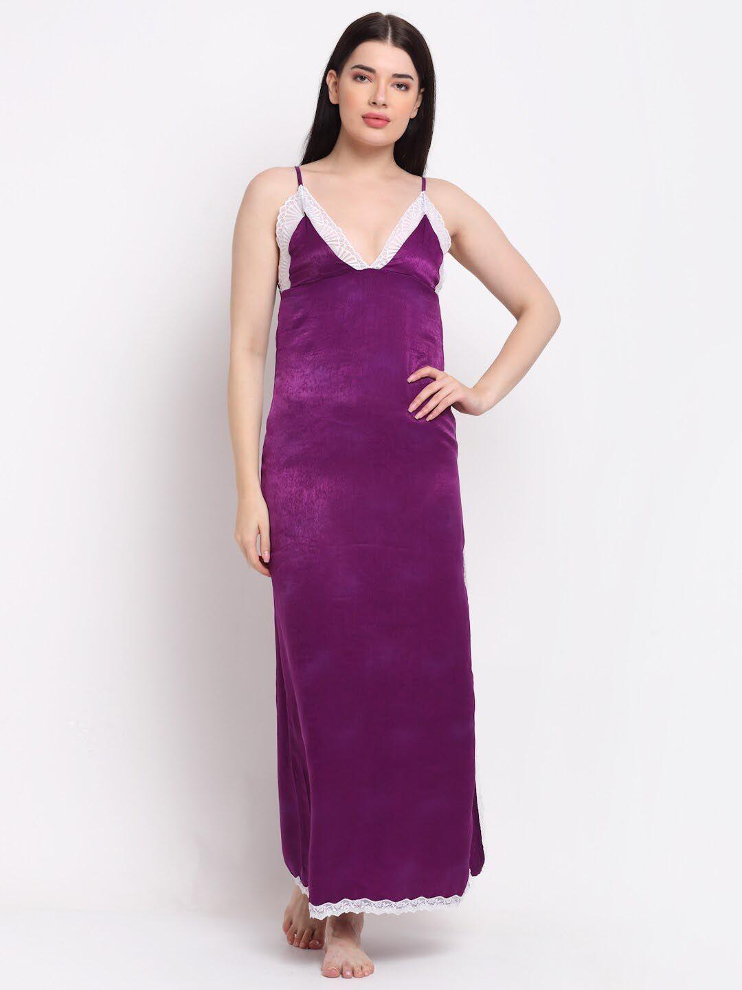 erotissch women purple solid sleeveless nightdress