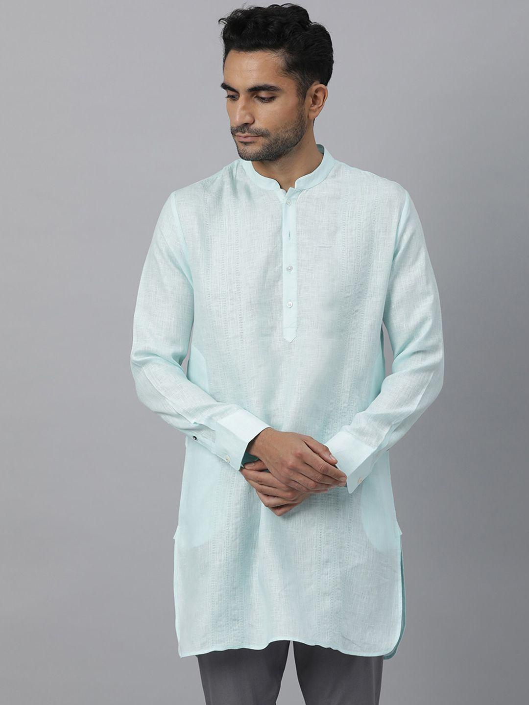 rare rabbit men turquoise blue kurta