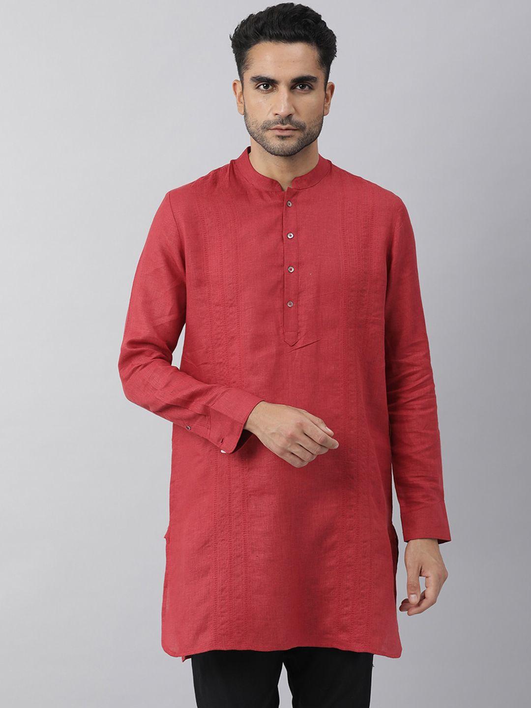 rare rabbit men red thread work kurta