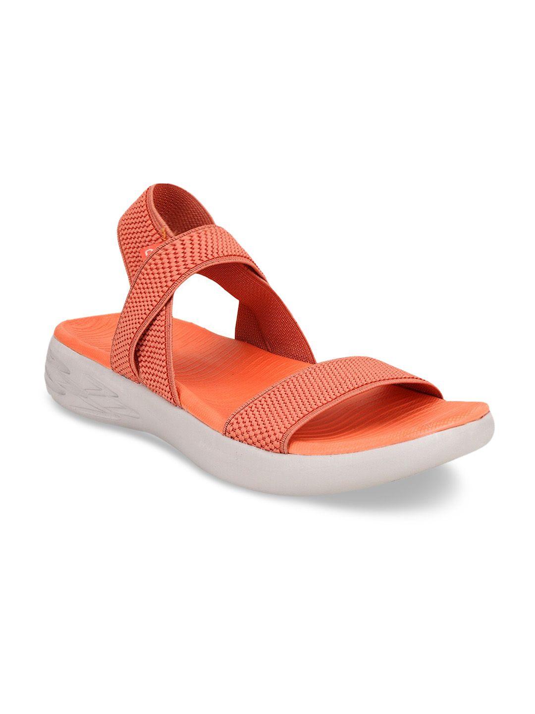 campus women orange & cream sports sandals