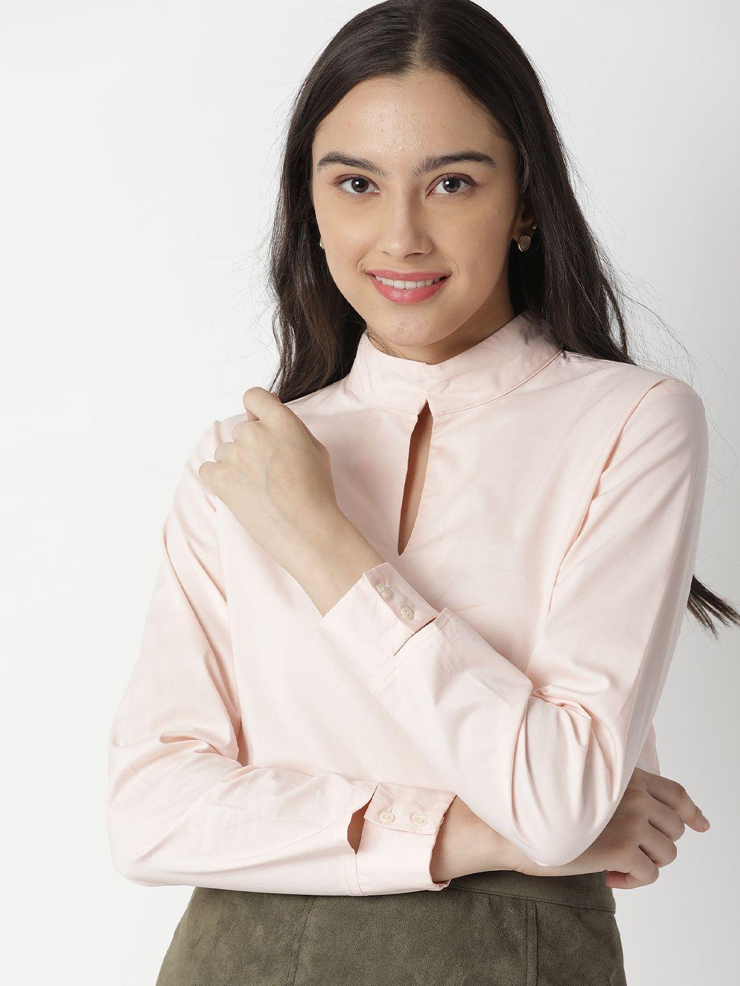 rareism peach-coloured keyhole neck regular top