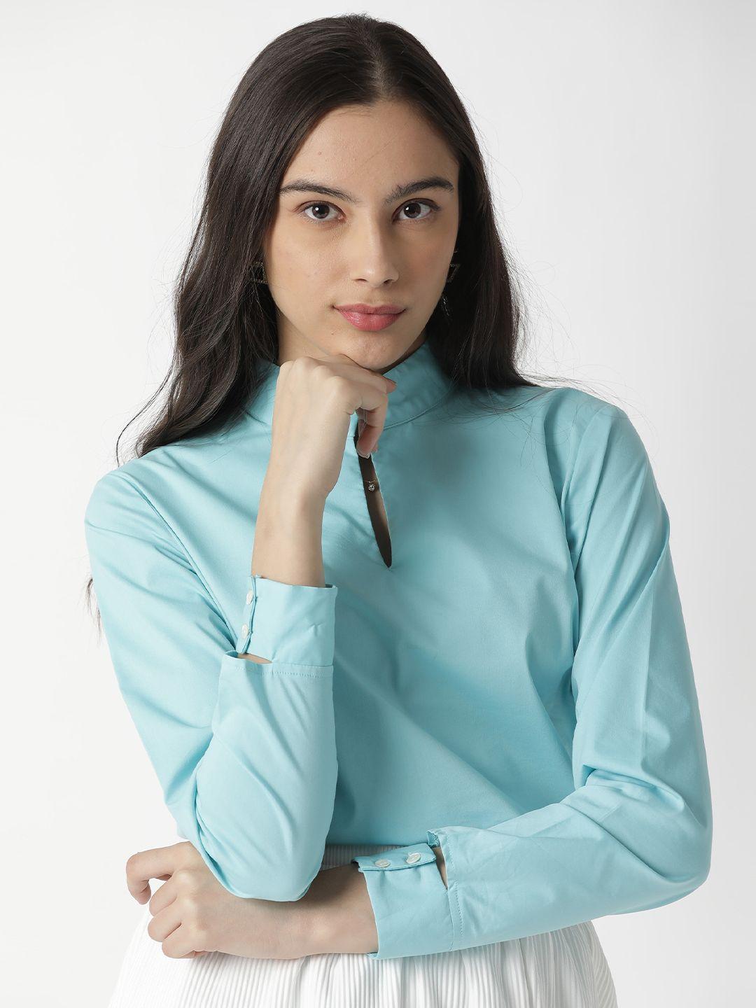 rareism blue keyhole neck regular top