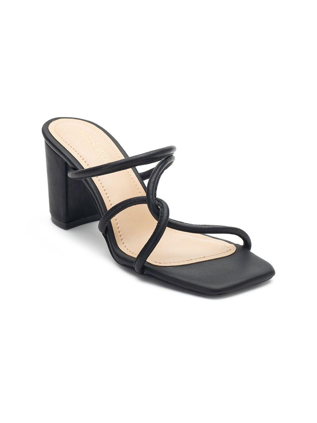 heel & buckle london black leather block mules