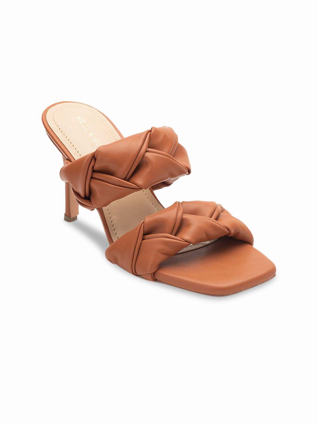 heel & buckle london tan leather braided heels