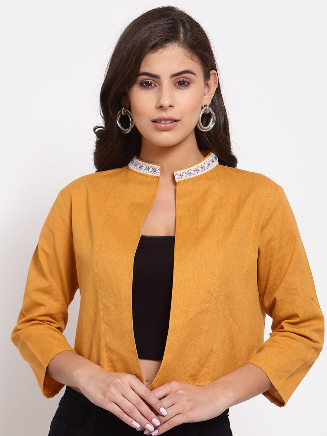 style quotient women camel brown crop shrug