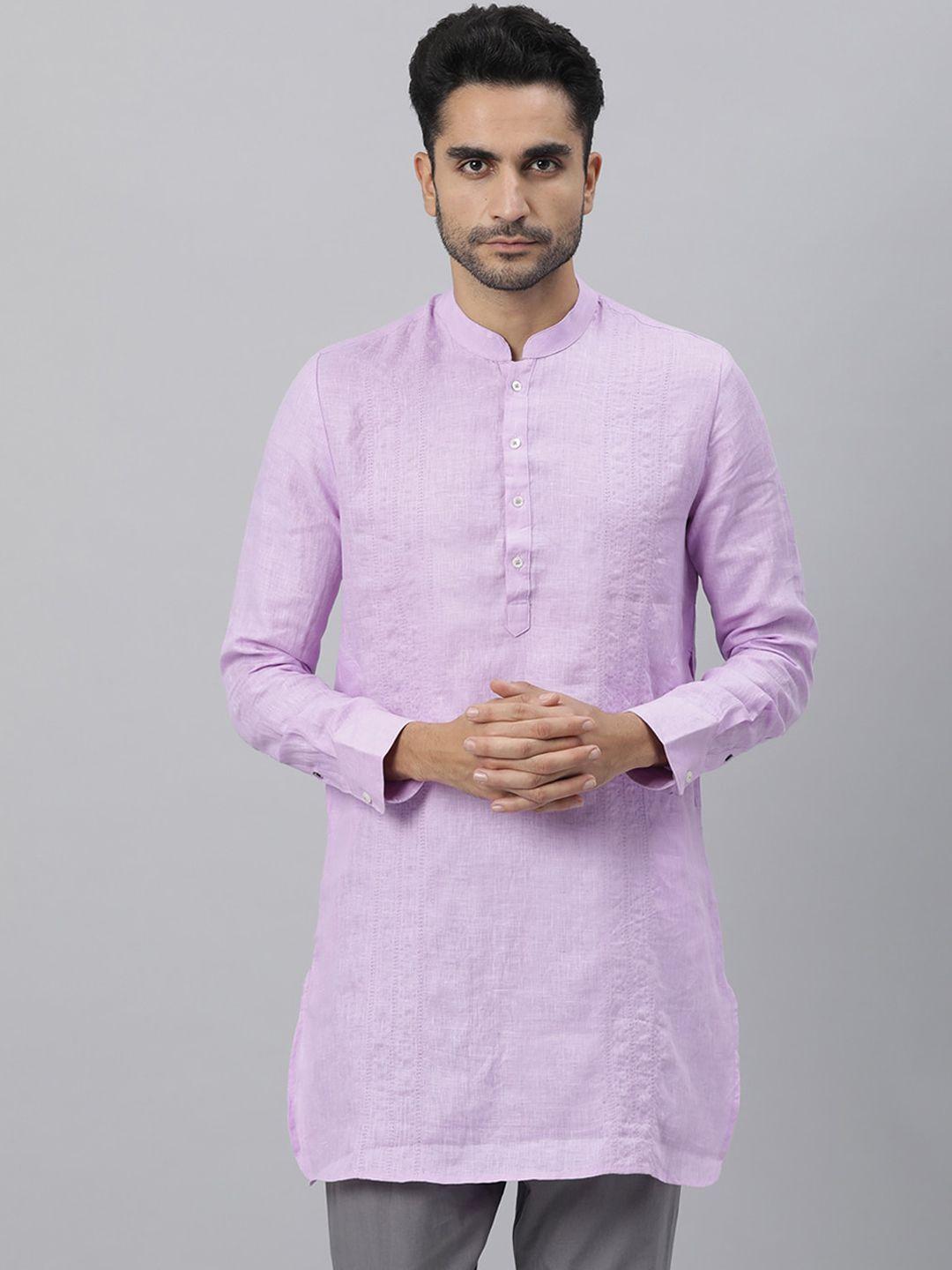 rare rabbit men purple linen kurta