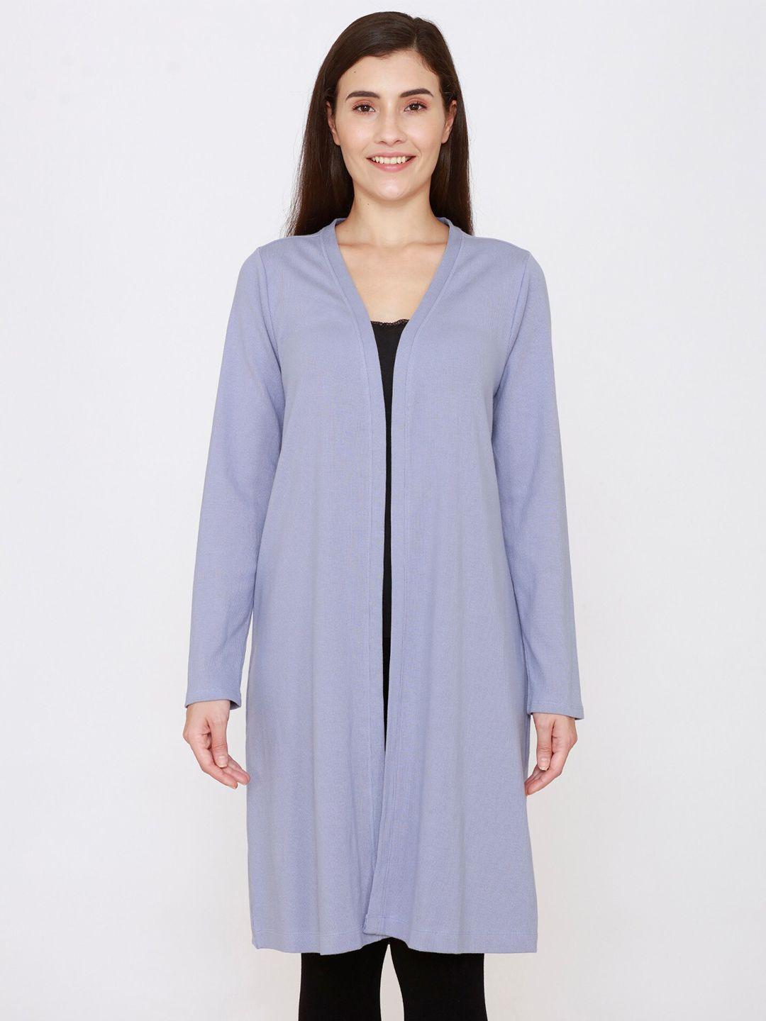 zivame women blue longline shrug