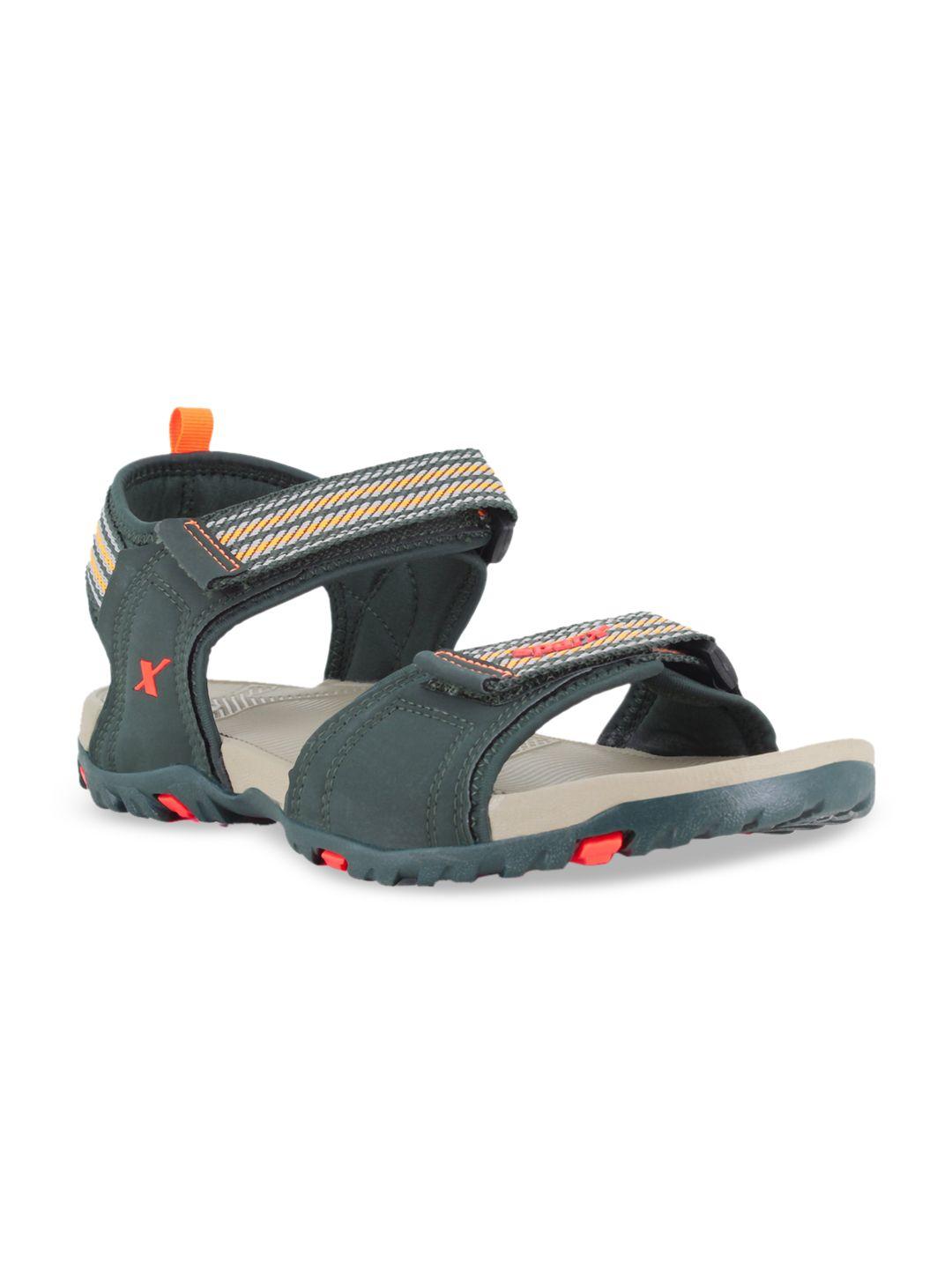 sparx men forest green neon orange floater sports sandals