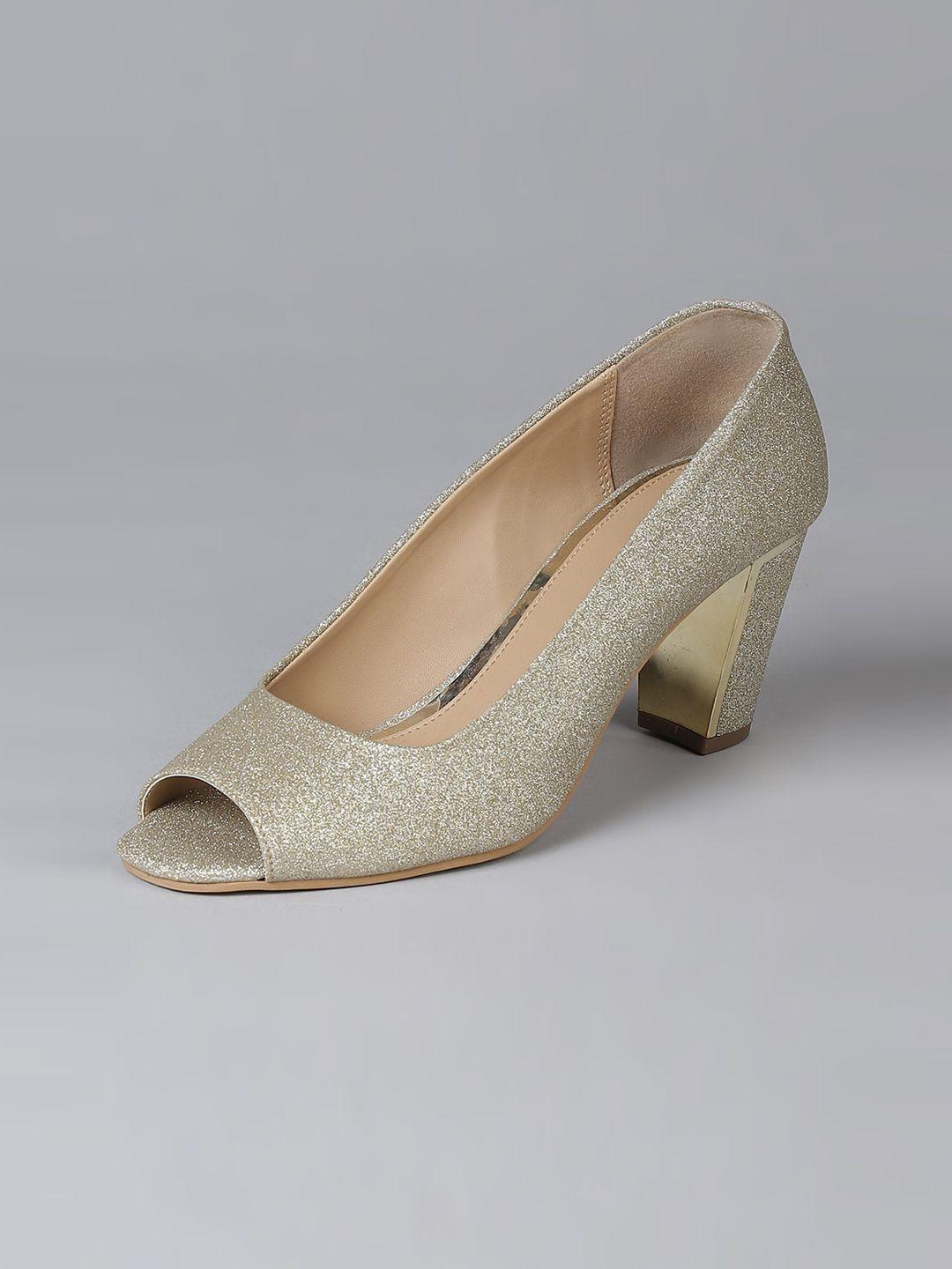 biba gold-toned party block peep toes