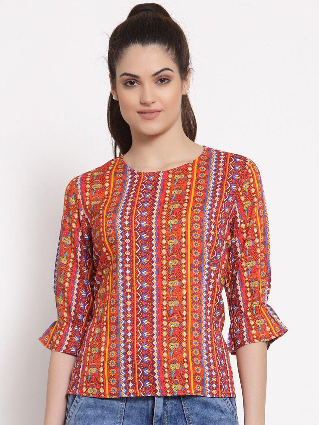 style quotient orange crepe regular top