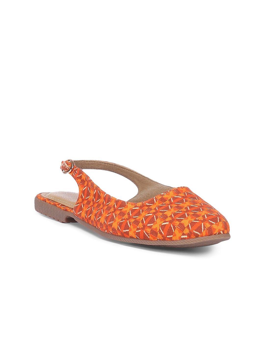 biba women orange printed mules flats