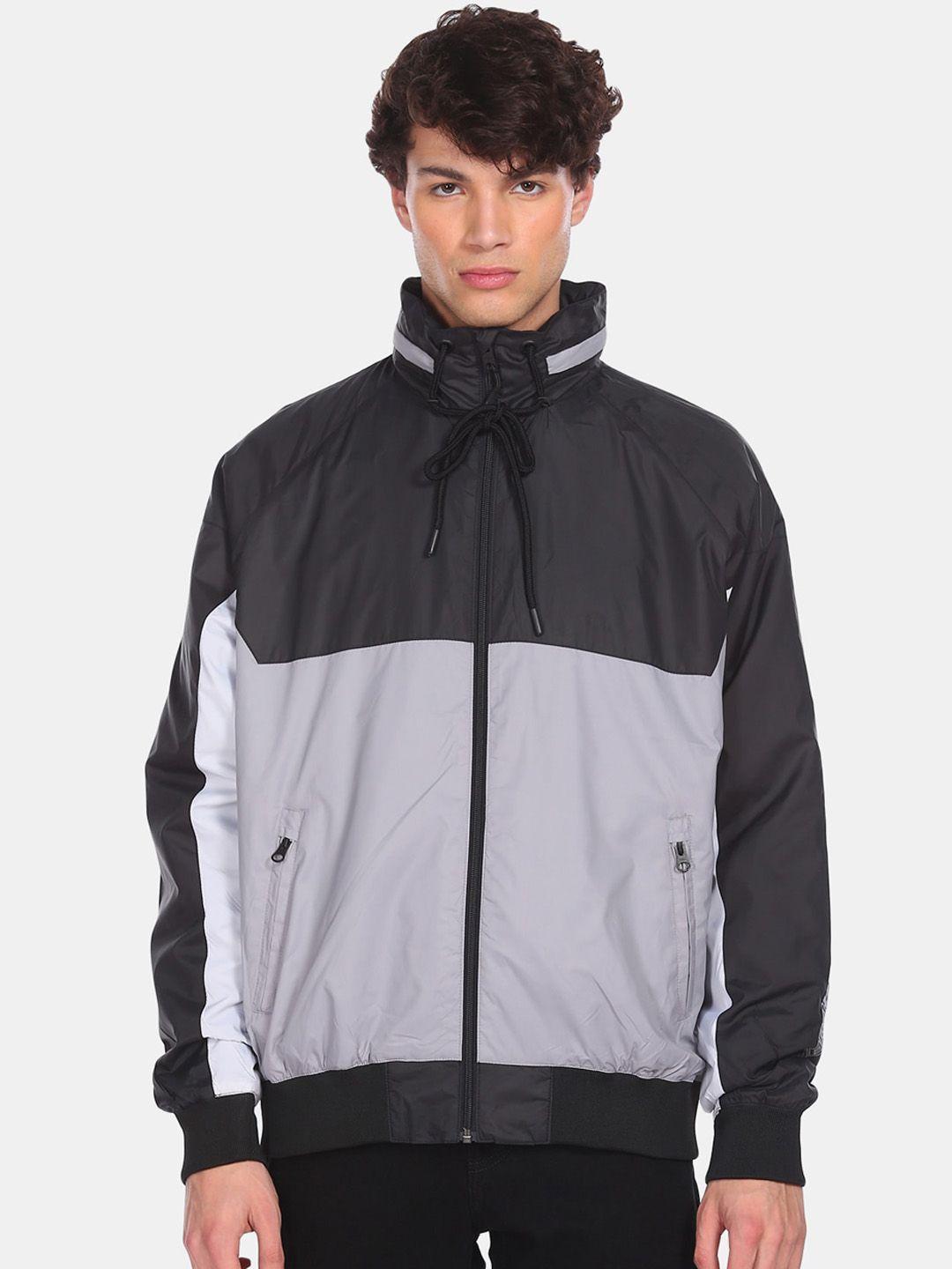 aeropostale men black colourblocked sporty jacket