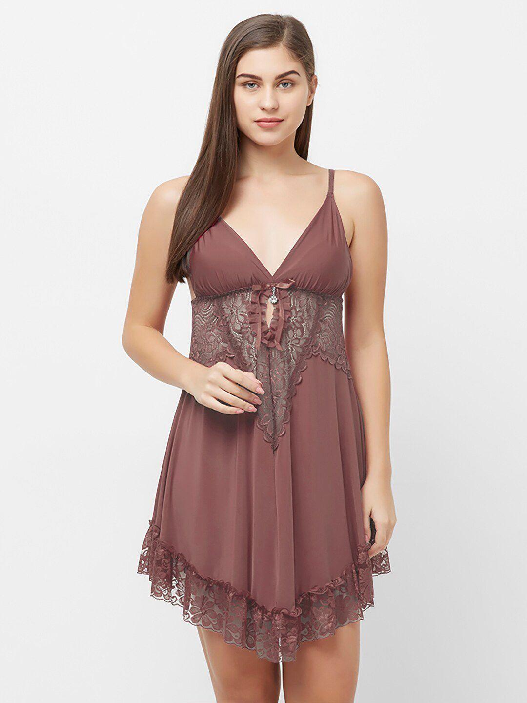 fashionrack women coffee brown solid baby doll