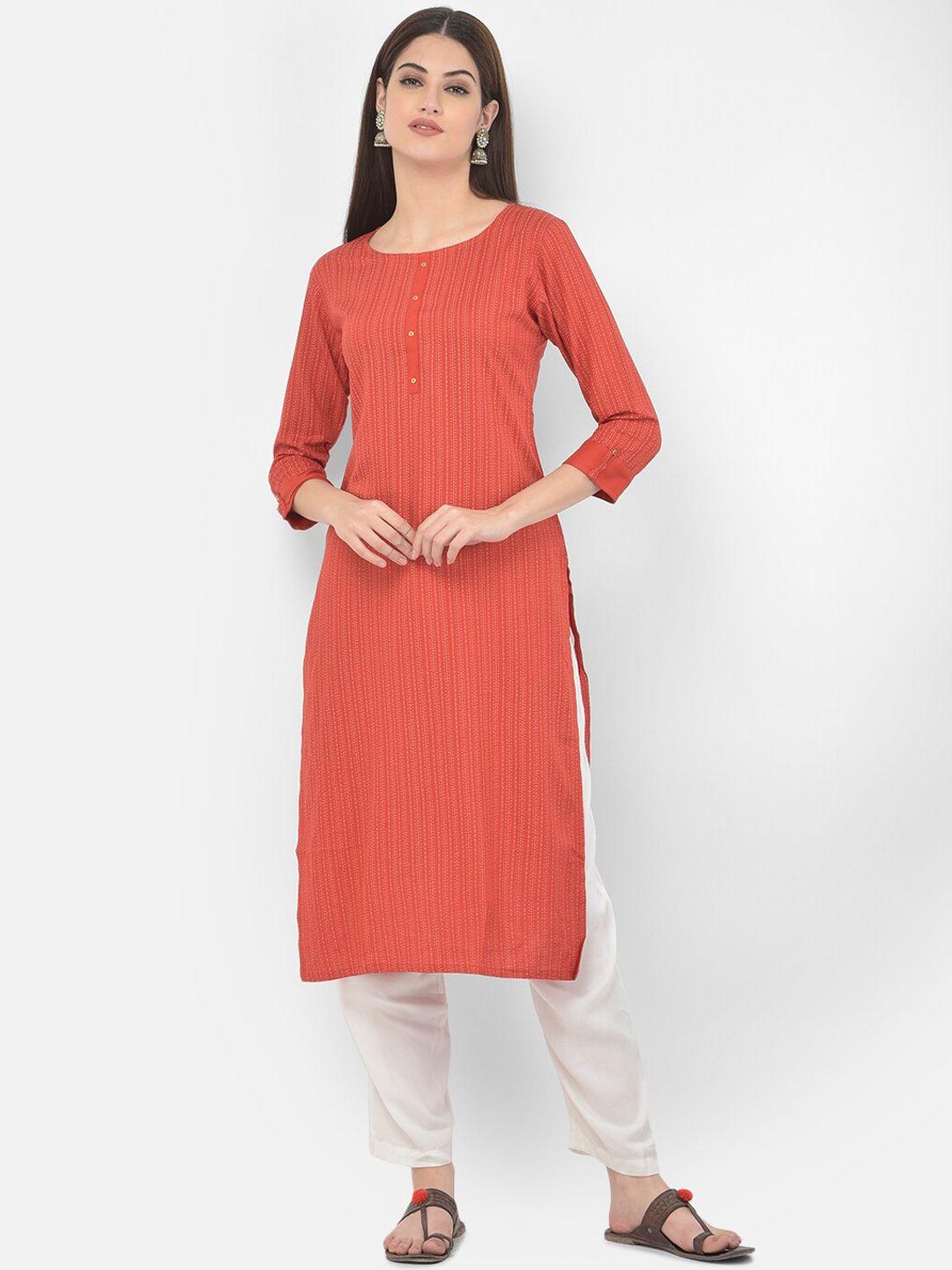 span women red striped kurta