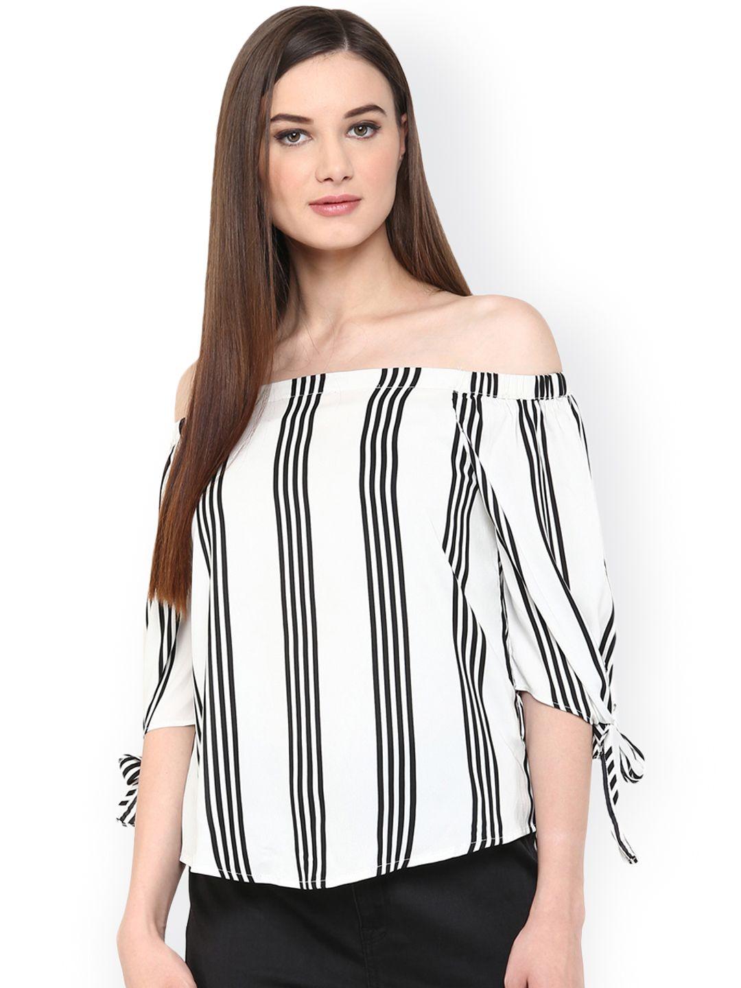 harpa women white & black striped off-shoulder top