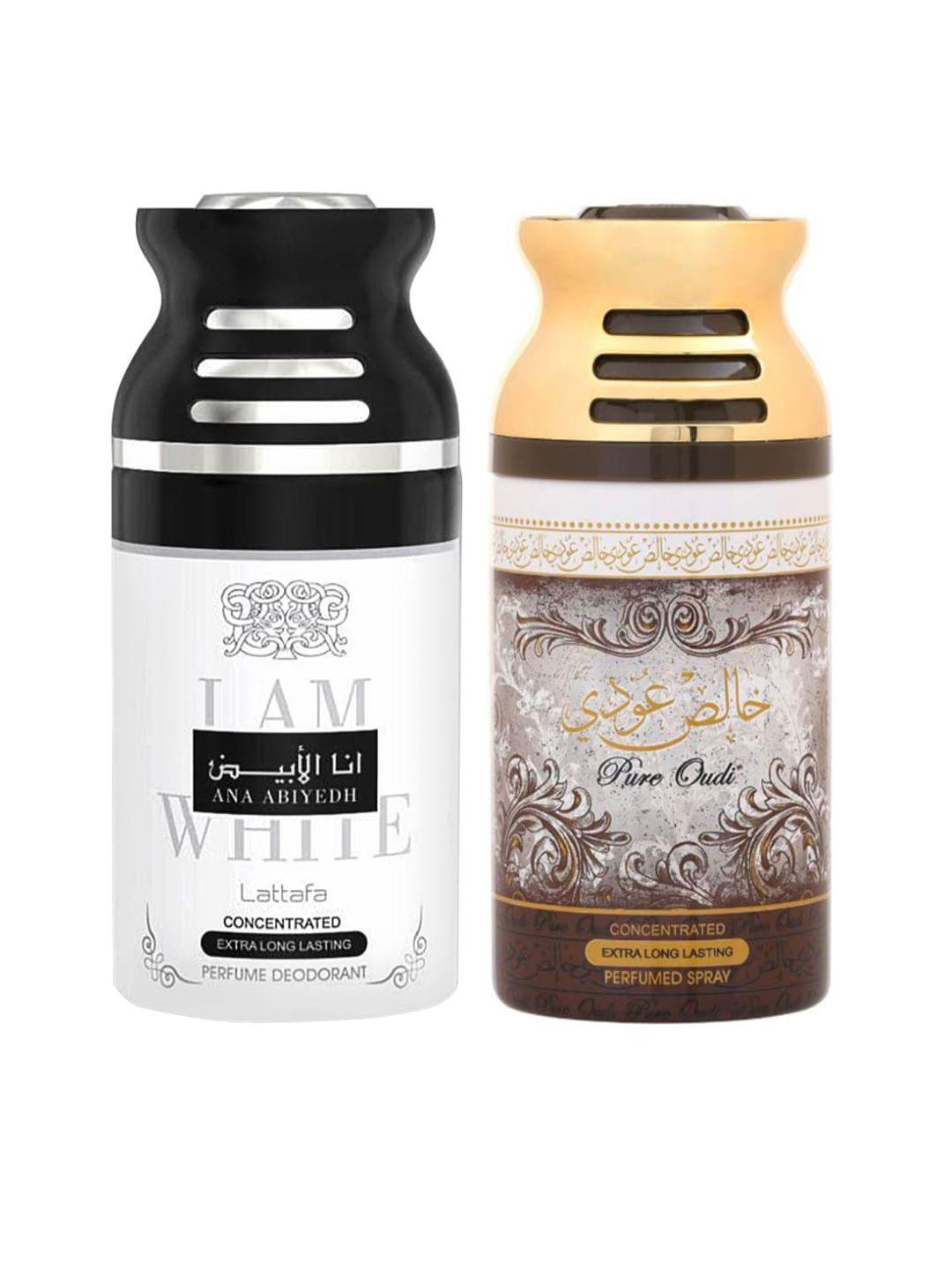 lattafa pack of 2 ana abhiyedh i am white & pure oudi perfumed deodorant 450ml