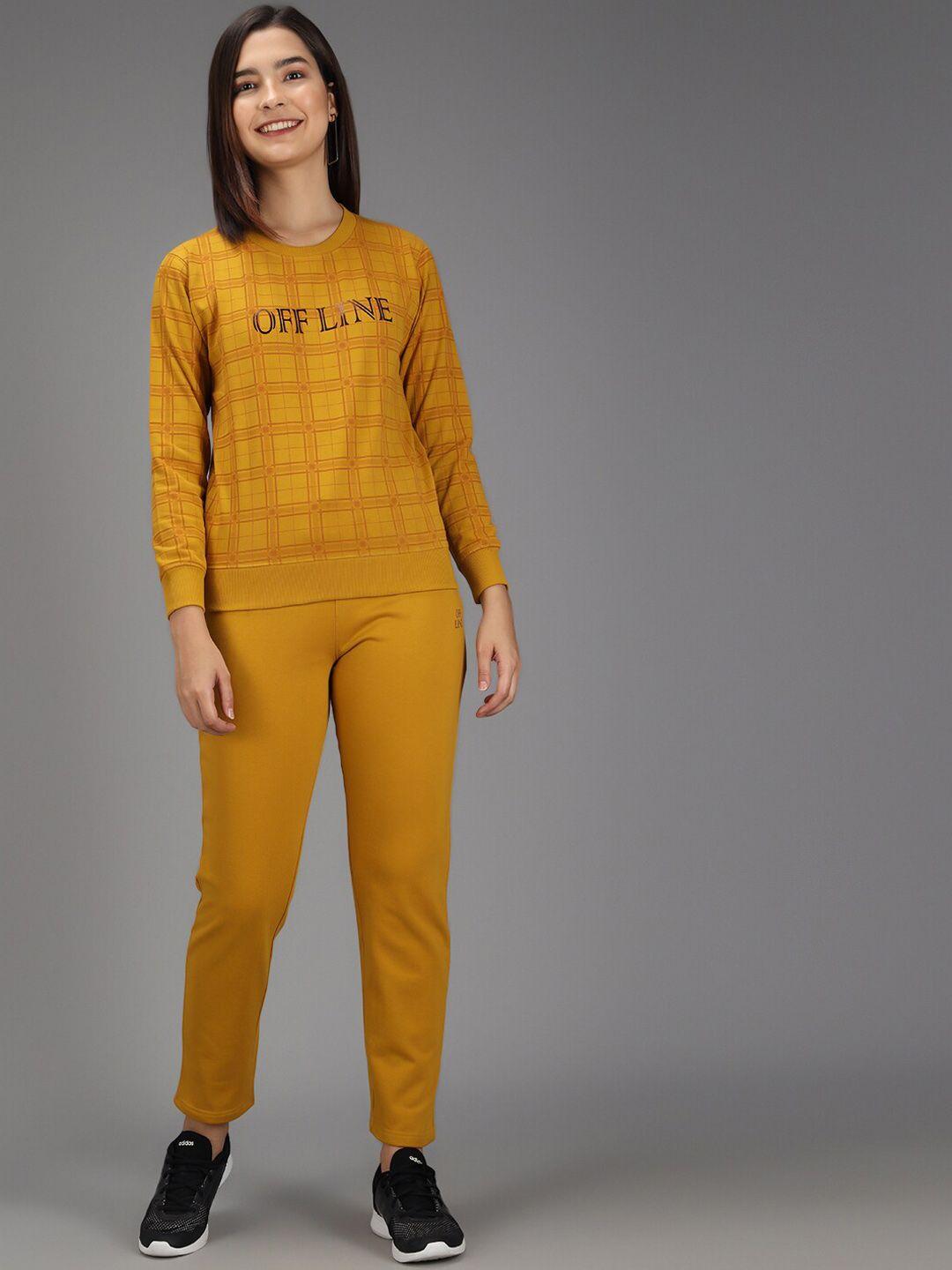 anti culture women mustard yellow & orange cotton tracksuit