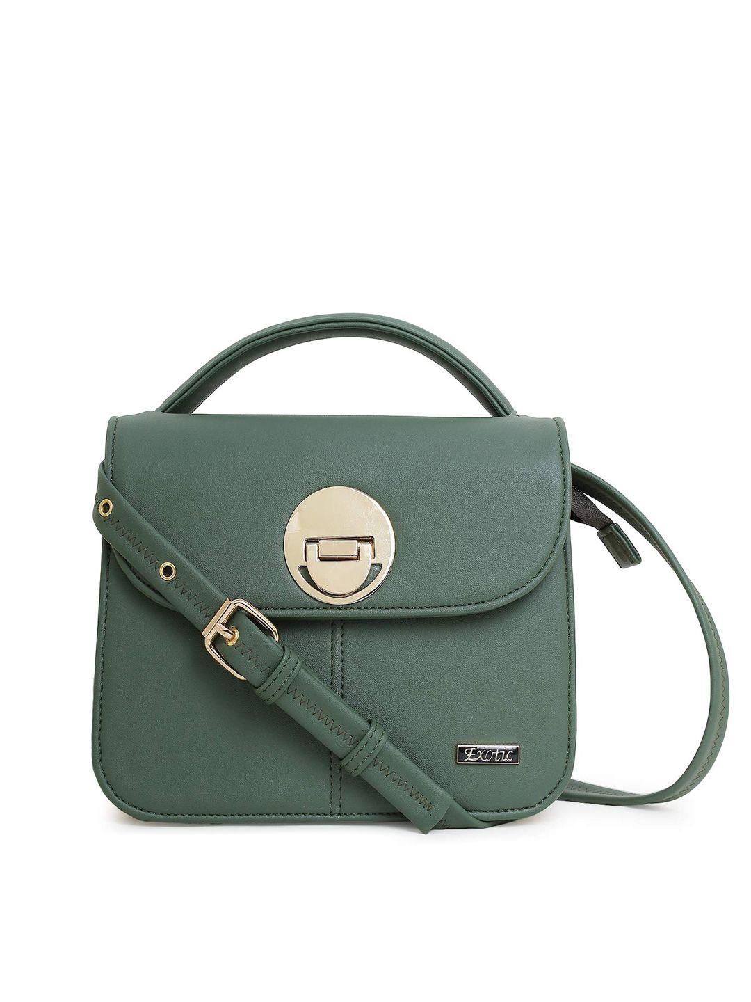 exotic green pu structured sling bag