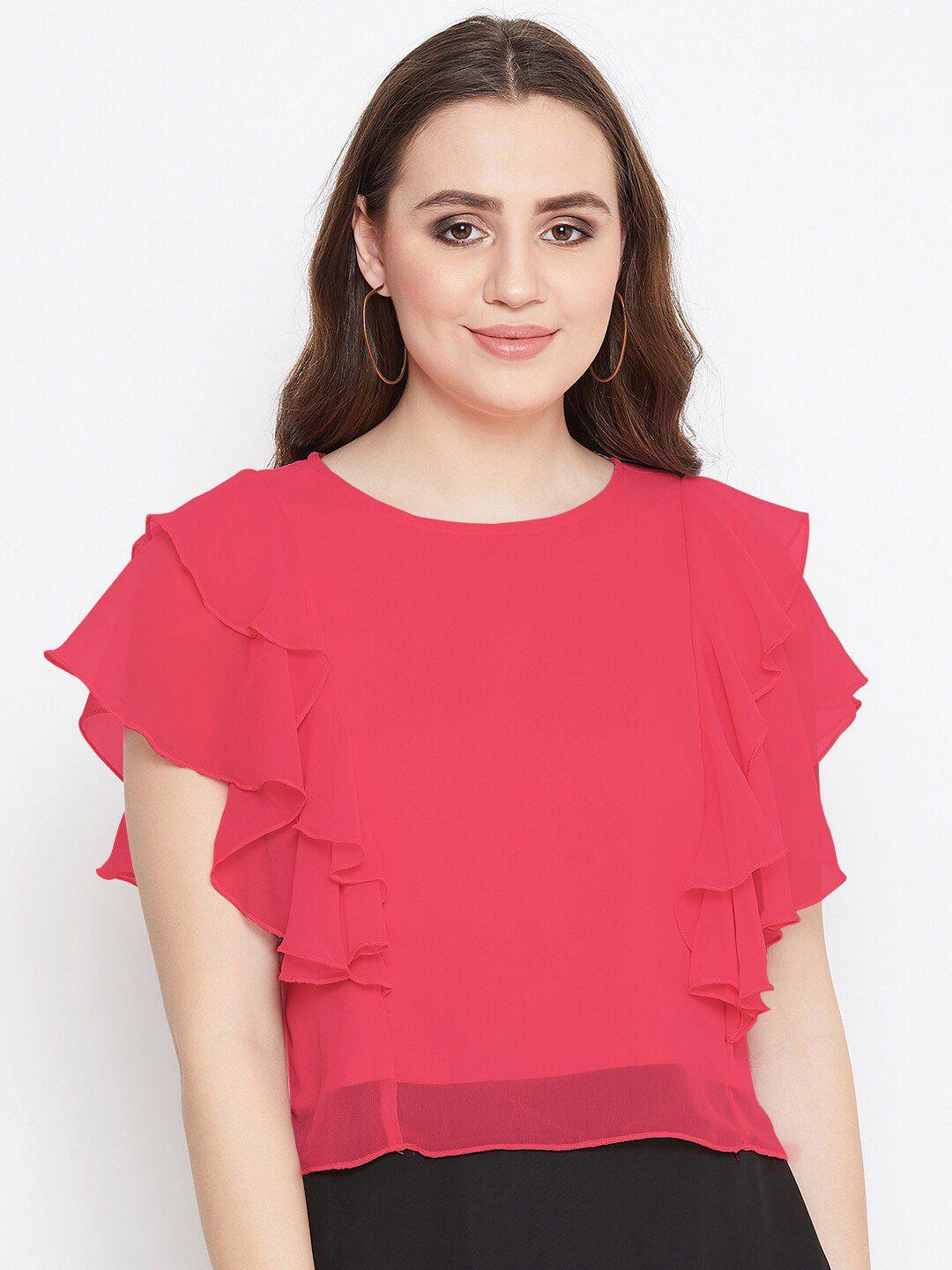 bitterlime fuchsia pink ruffles top