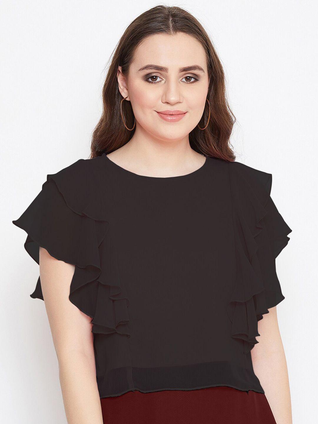 bitterlime black ruffles top