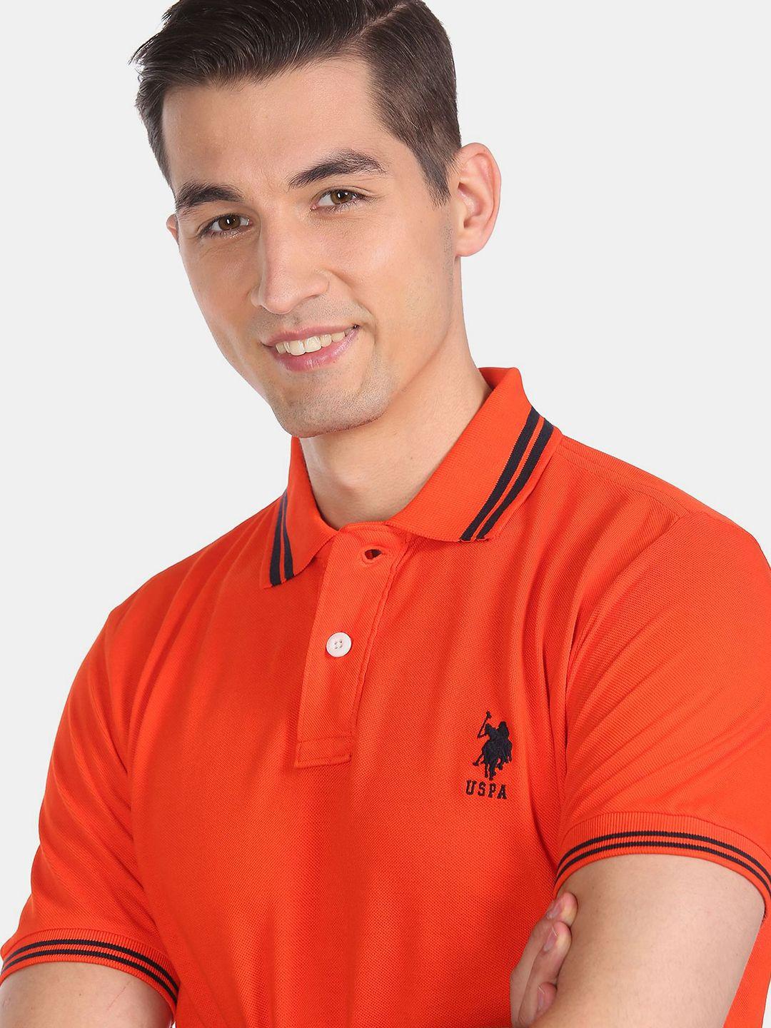 u.s. polo assn. men orange polo collar t-shirt