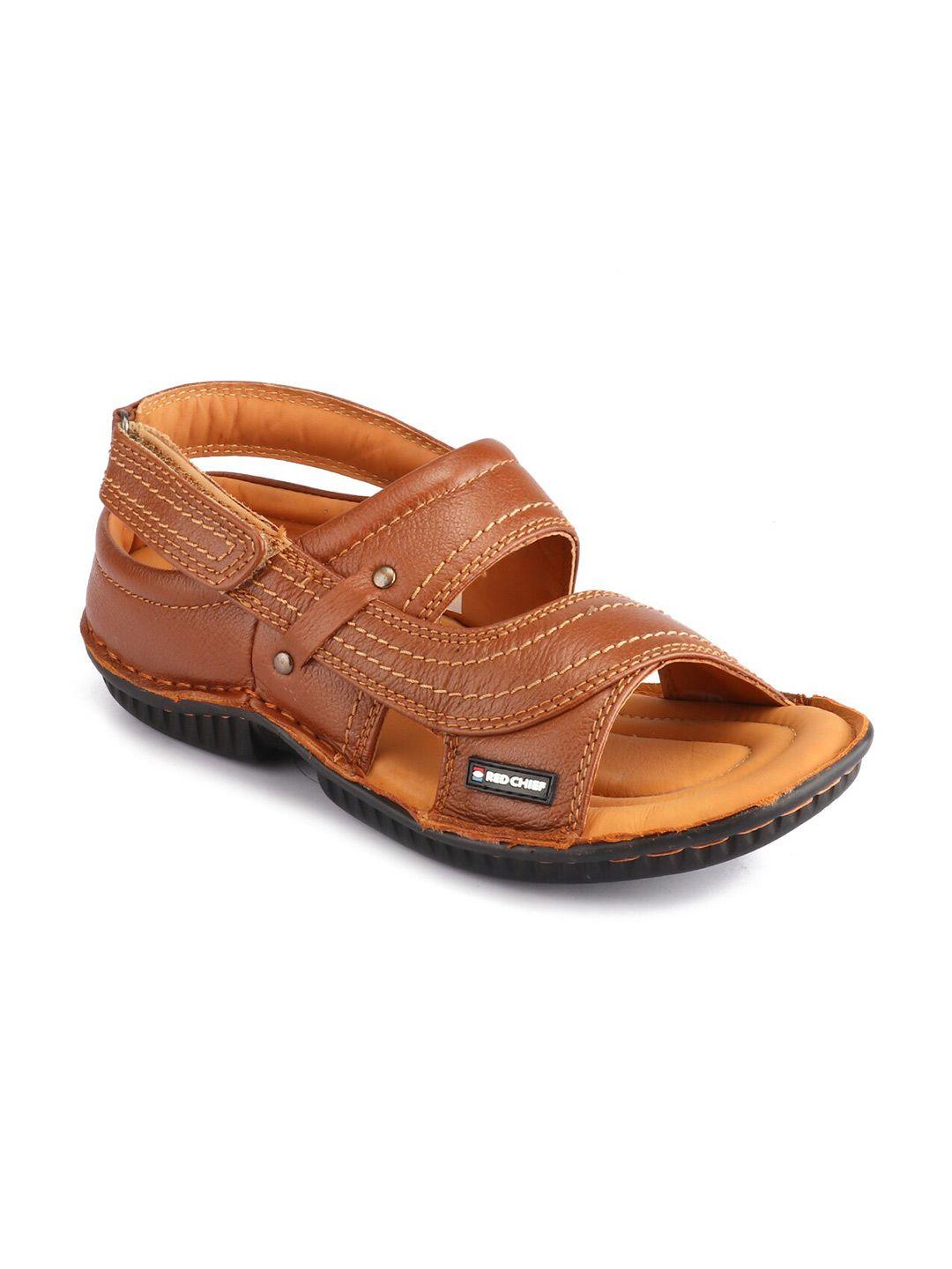 red chief men brown leather comfort sandals