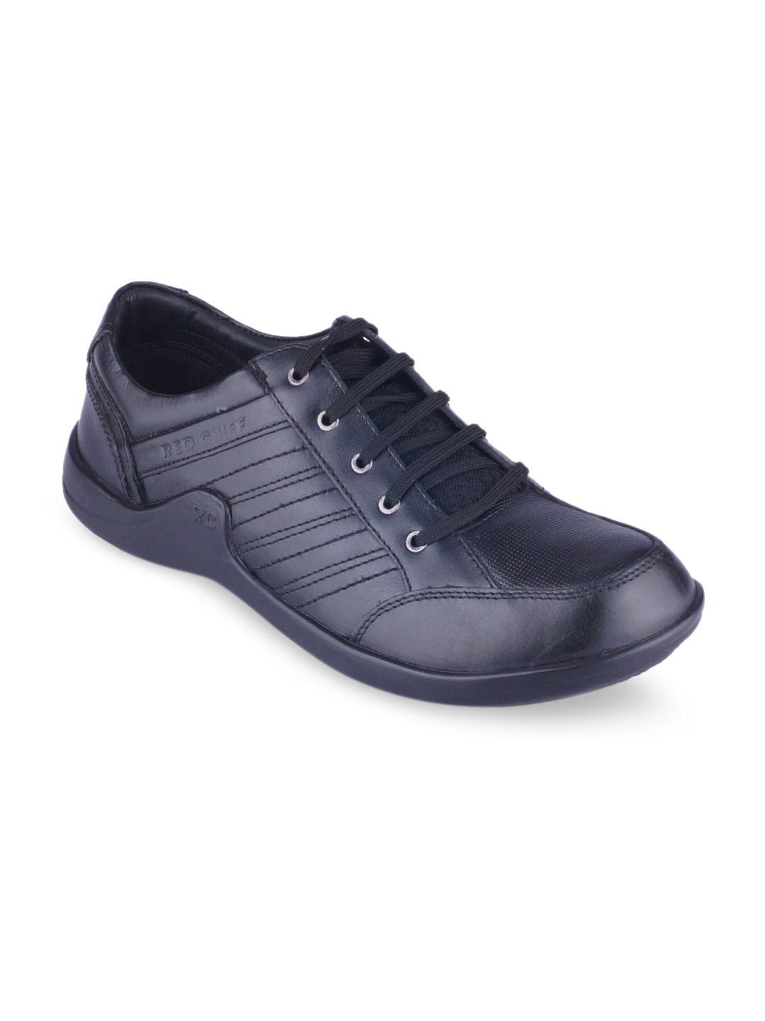 red chief men black textured leather driving shoes