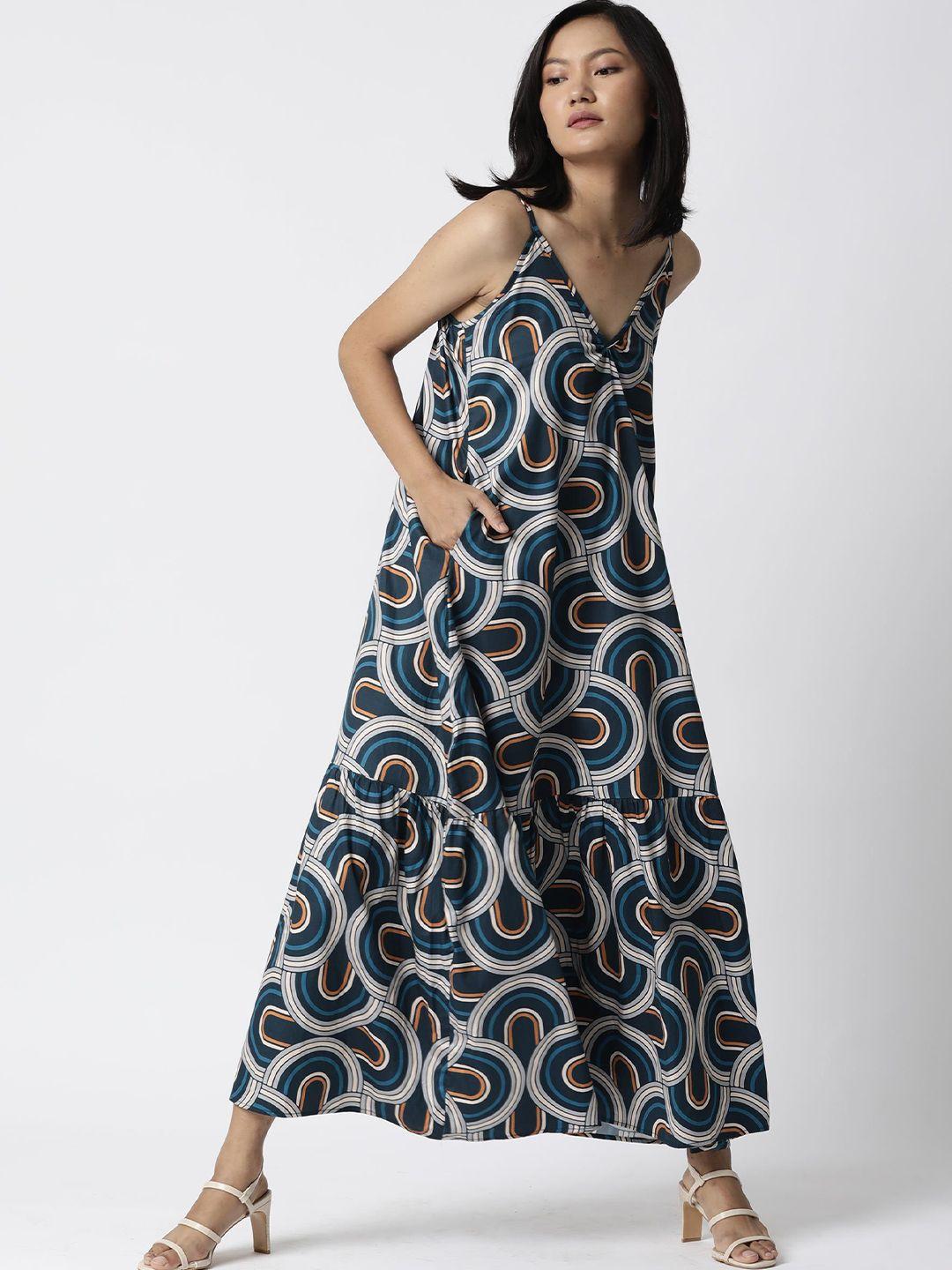 rareism blue & majolica blue a-line midi dress