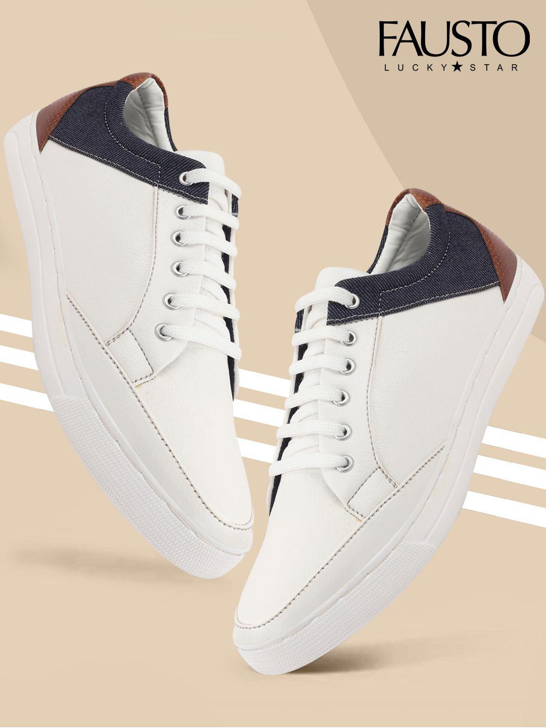 fausto men white sneakers