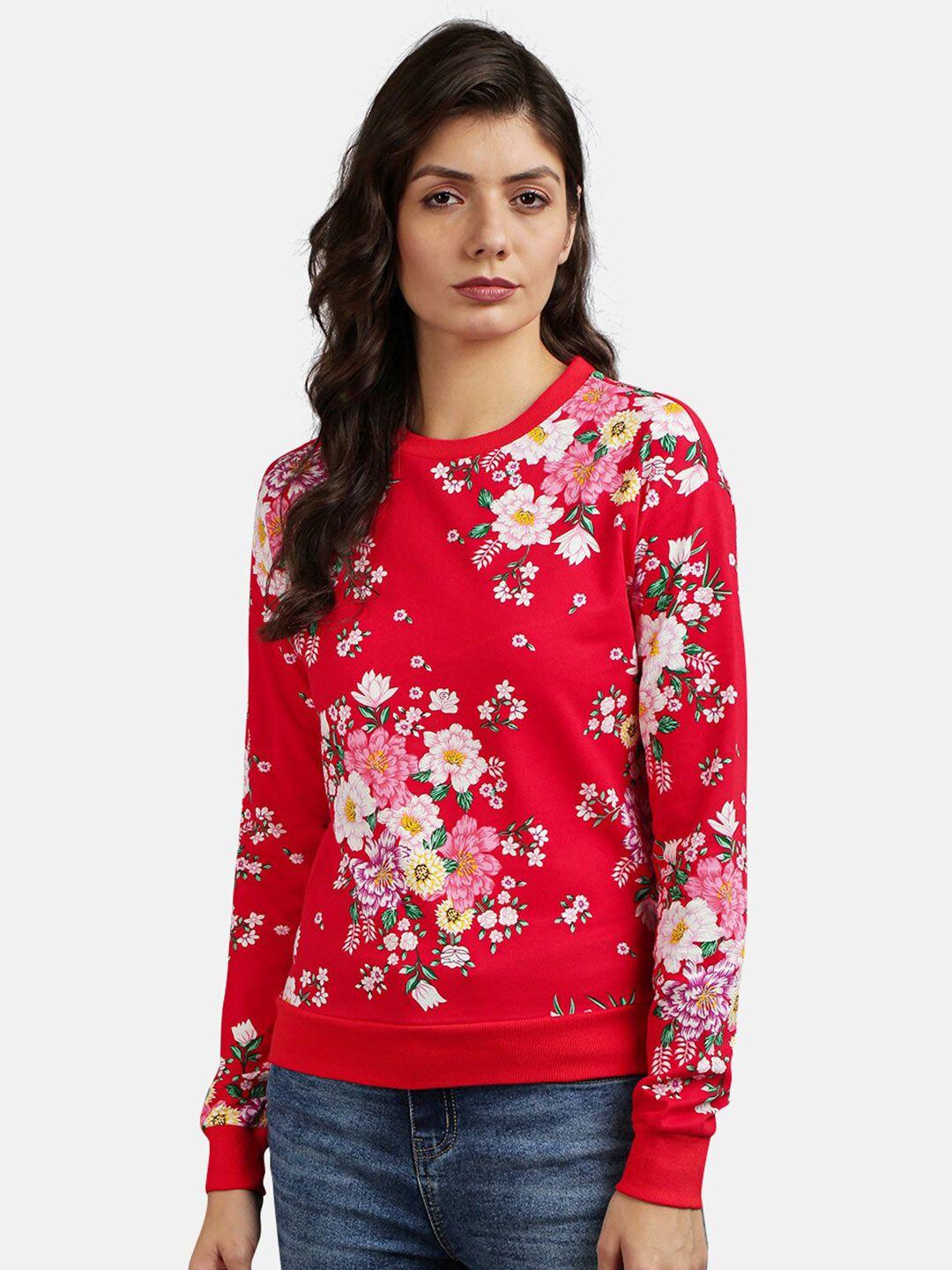 urgear woman red floral printed sweatshirt