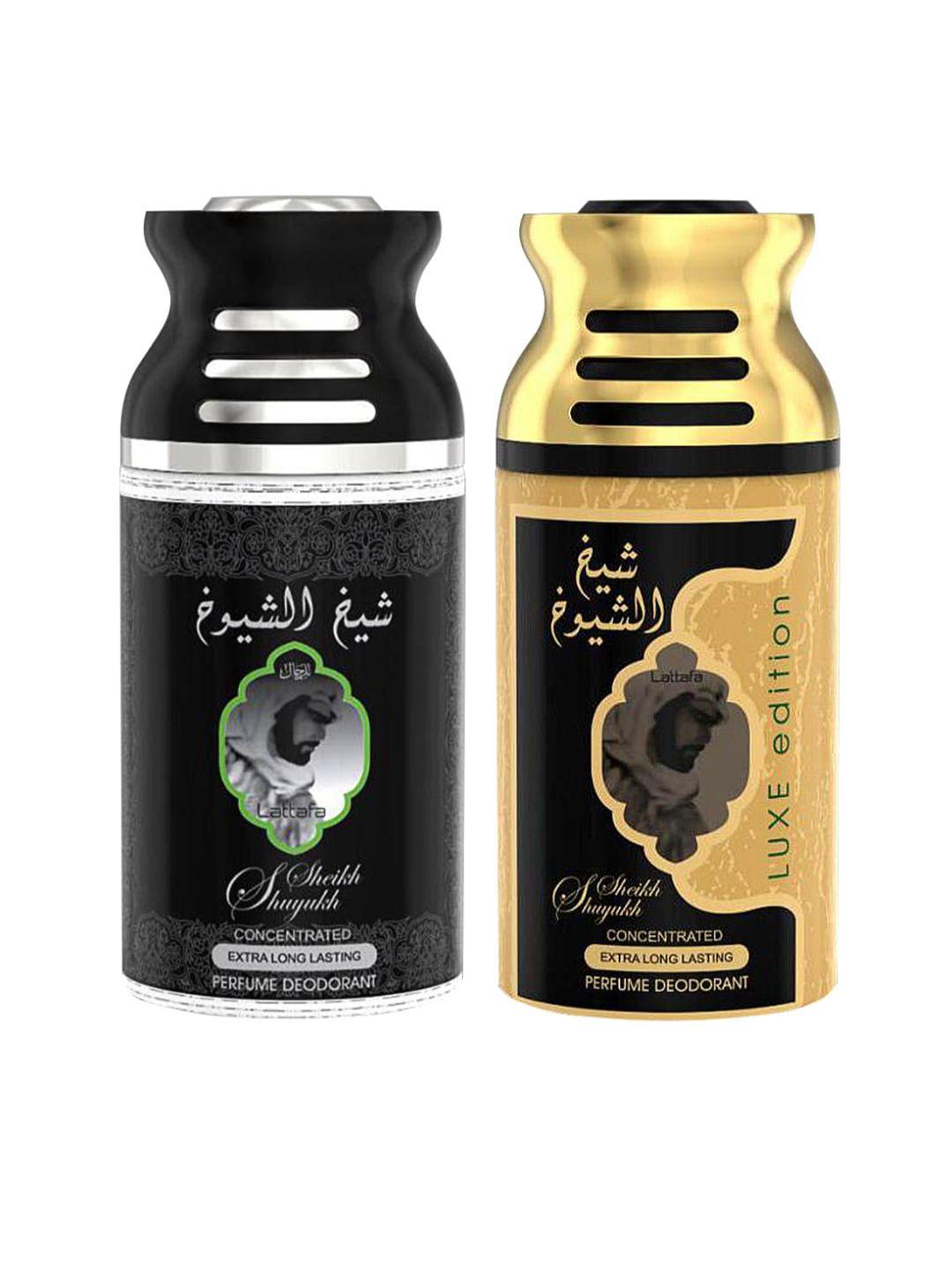 lattafa pack of 2 sheik al suyukh & sheik al shuyukh luxe edition deodorant body spray