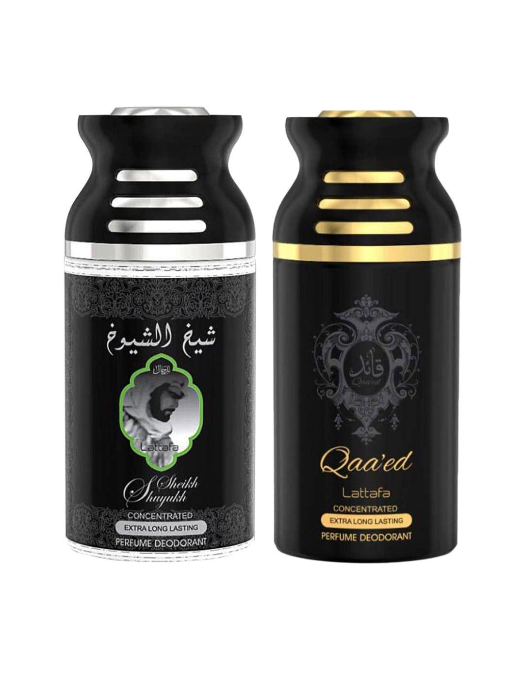 lattafa set of 2 sheik al suyukh & qaeed perfumed deodorant body spray