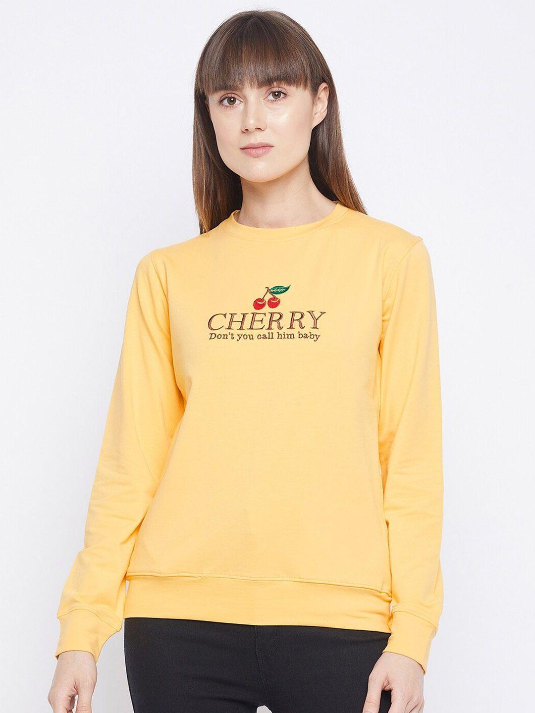 adobe women yellow printed sweatshirt