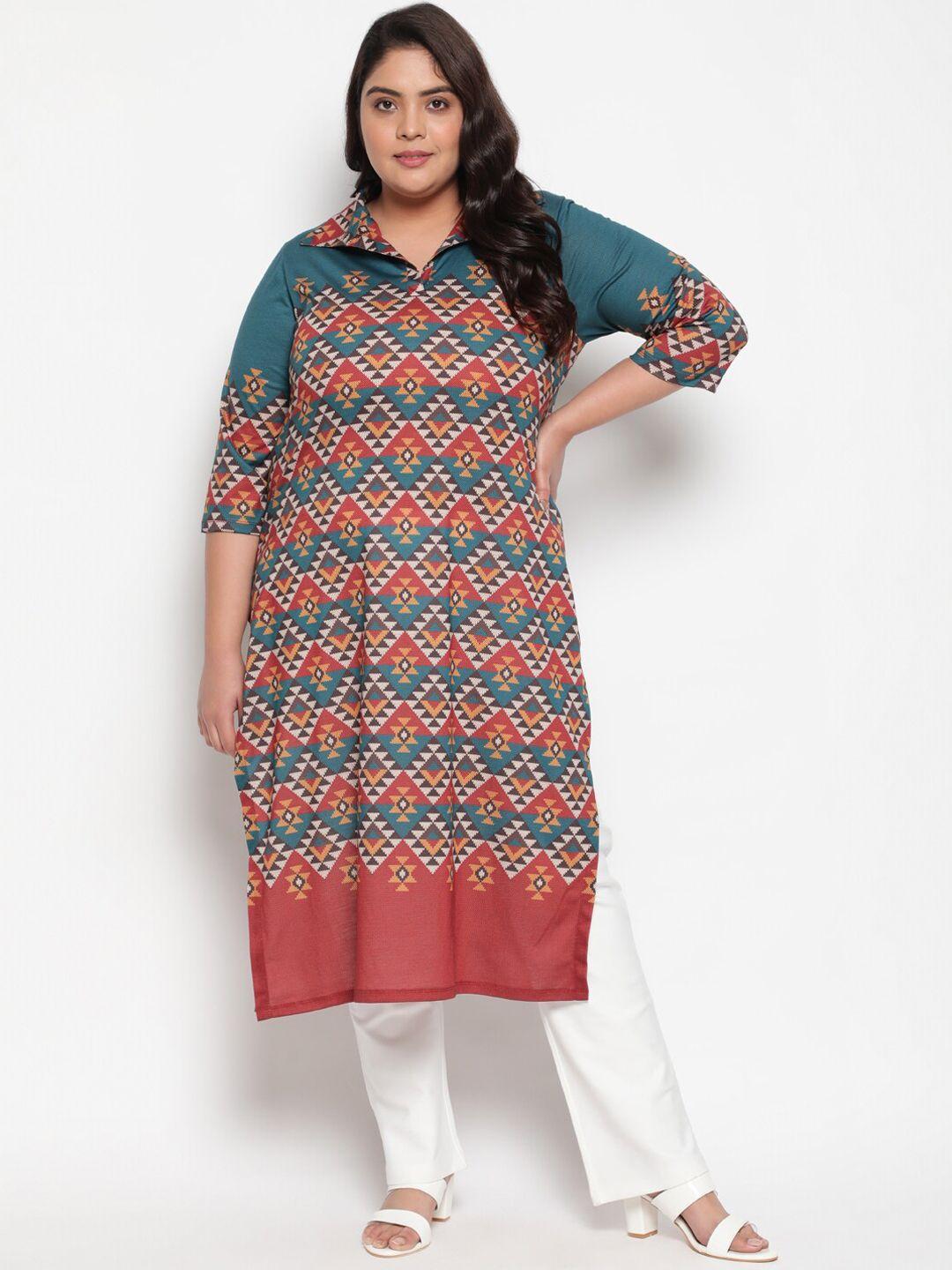 amydus women plus size multicoloured geometric printed kurta