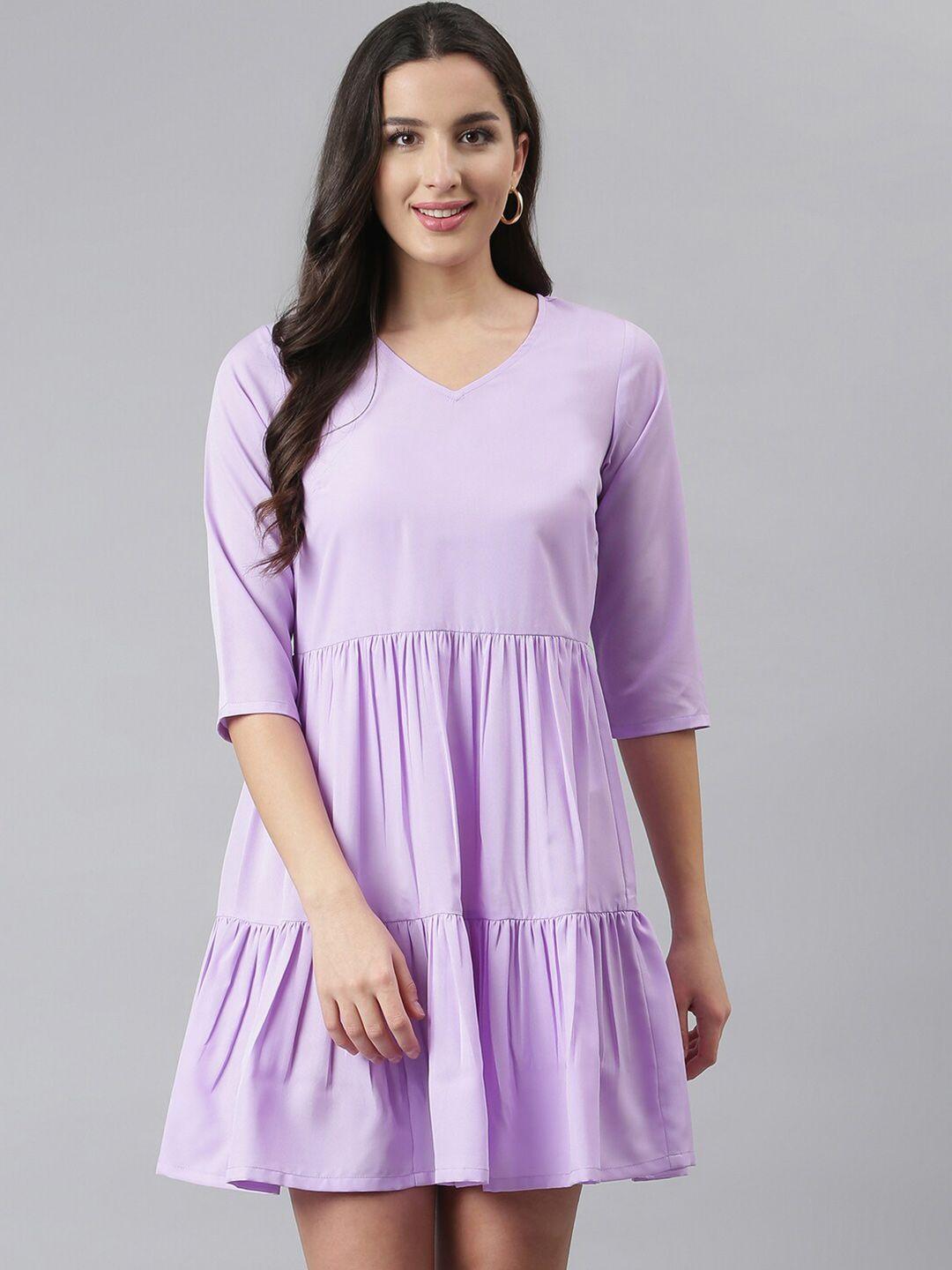 deebaco women lavender a-line tiered dress